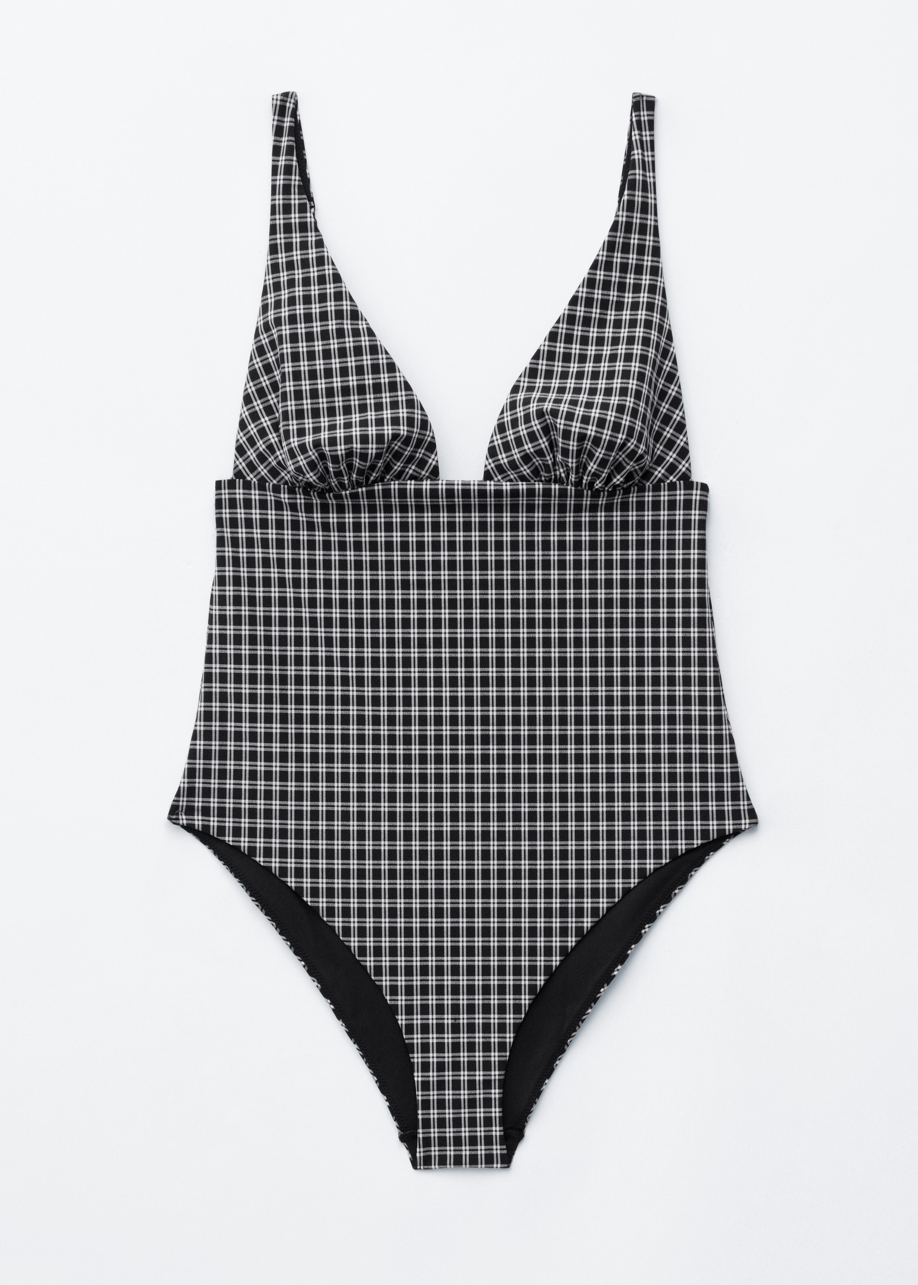 V-ringad baddräkt - Svart/Gul/rutig