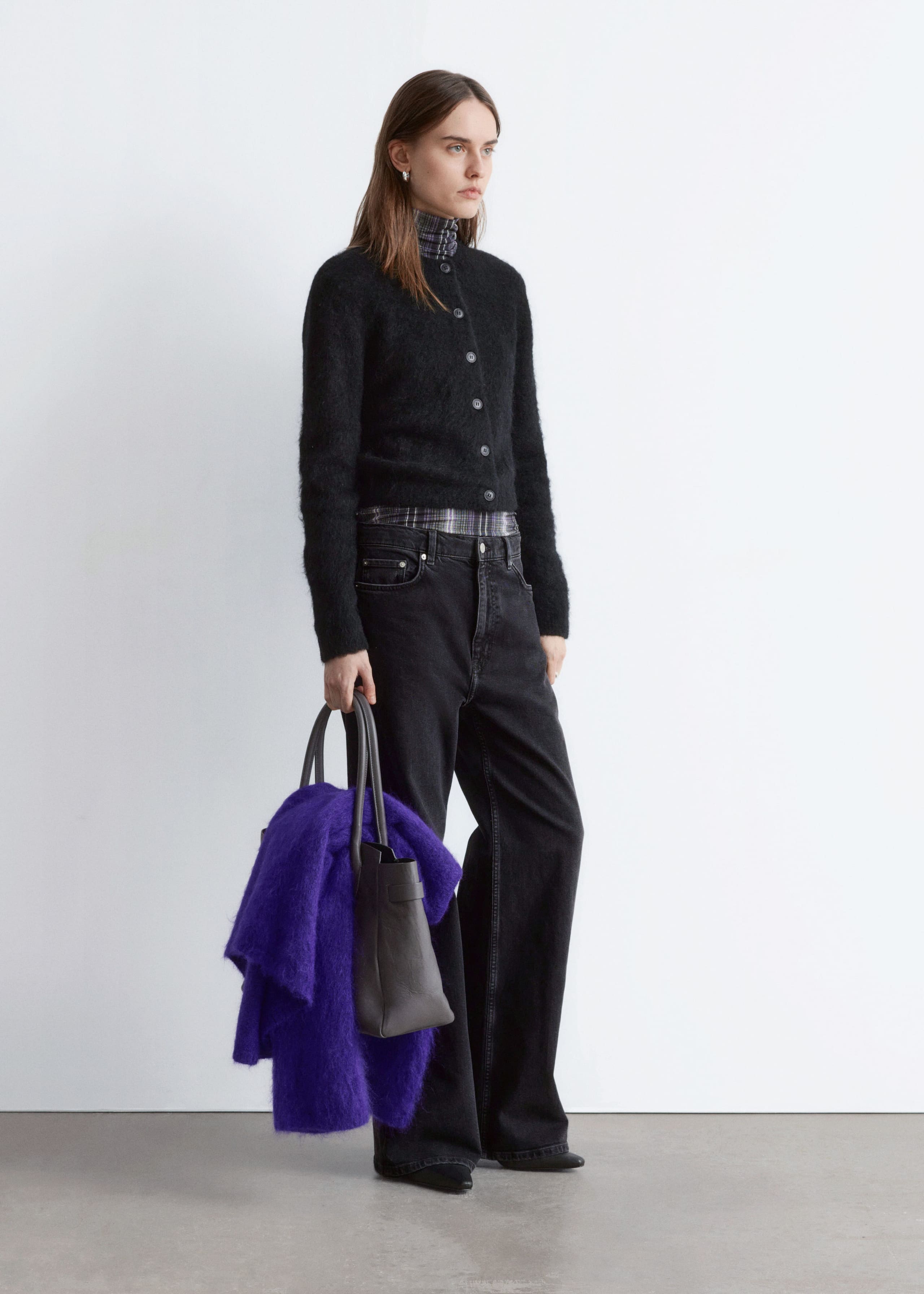 Image of Mohair-Blend Brushed Cardigan