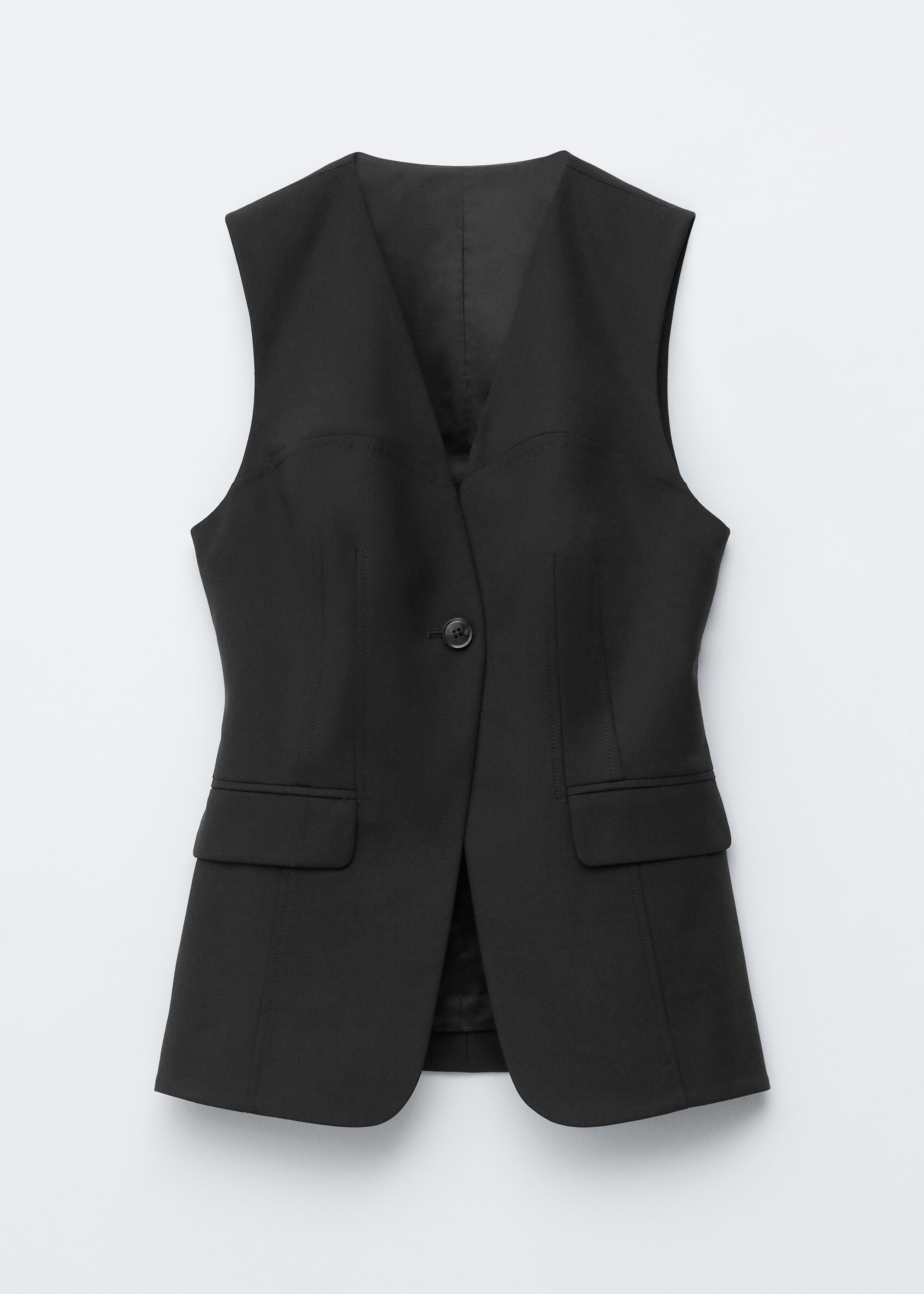 Wool-Blend Tailored Waistcoat - Black