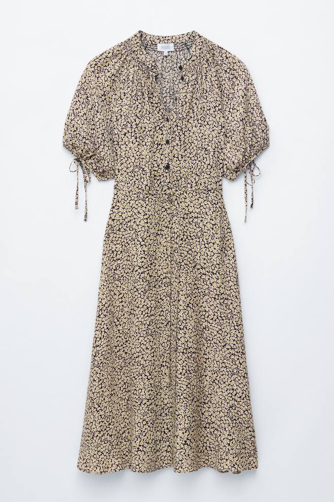Vestido midi con cinturón de lazo - Negro/Floral/Azul/Floral - 1