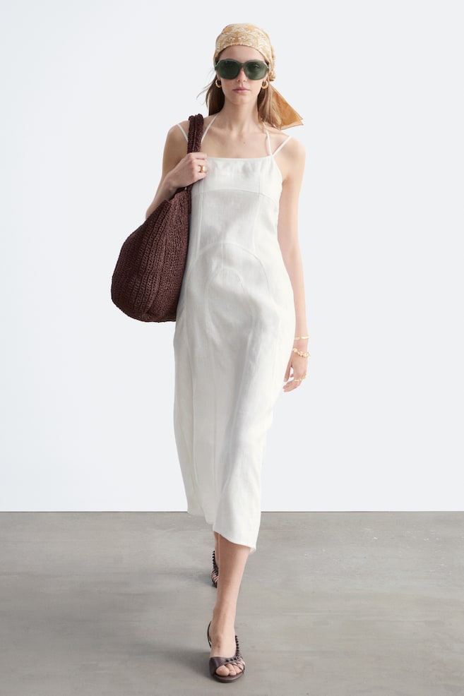 Midikleid aus Leinen - Weiß - 1