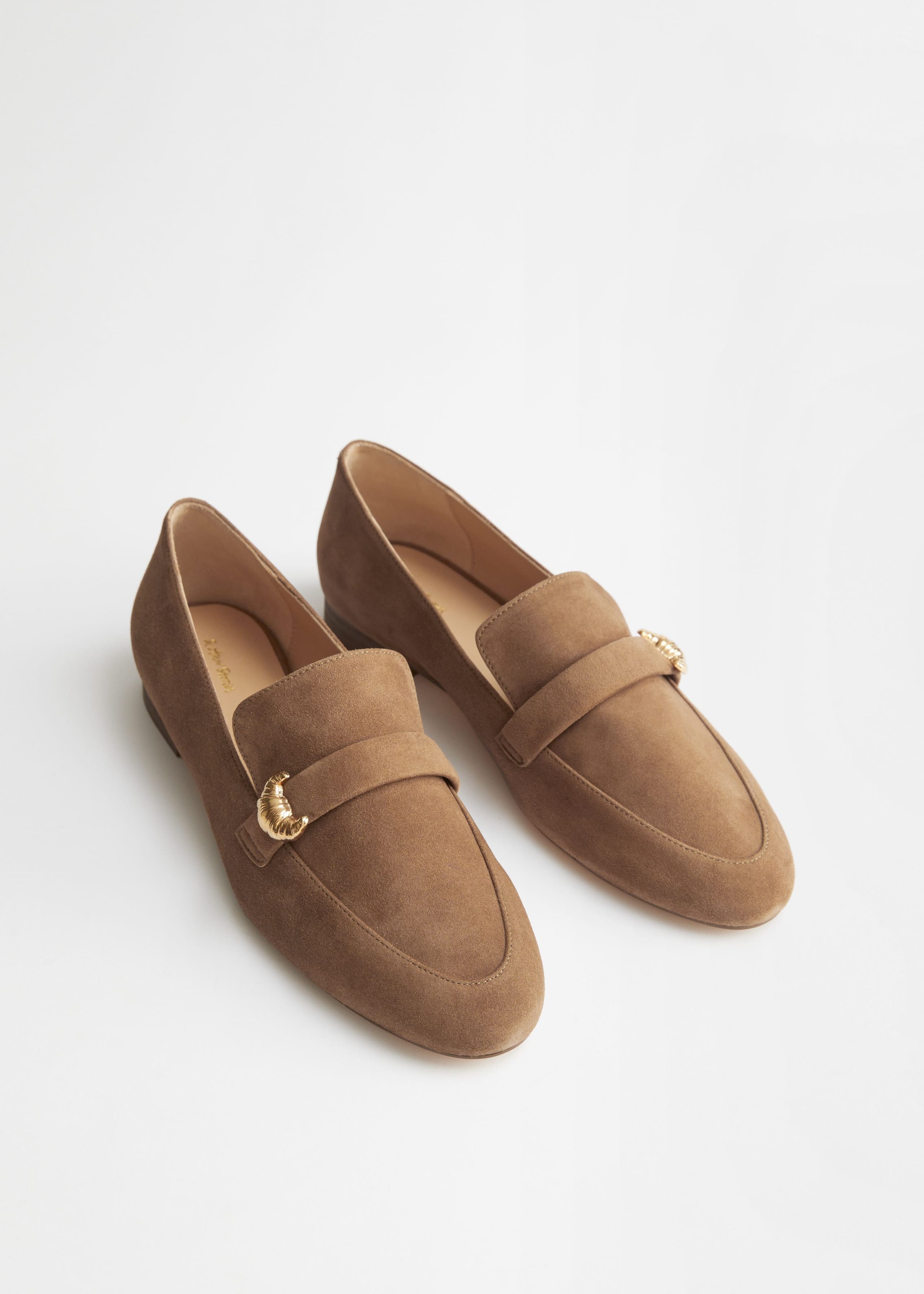 Image of Suede Croissant Pendant Loafers