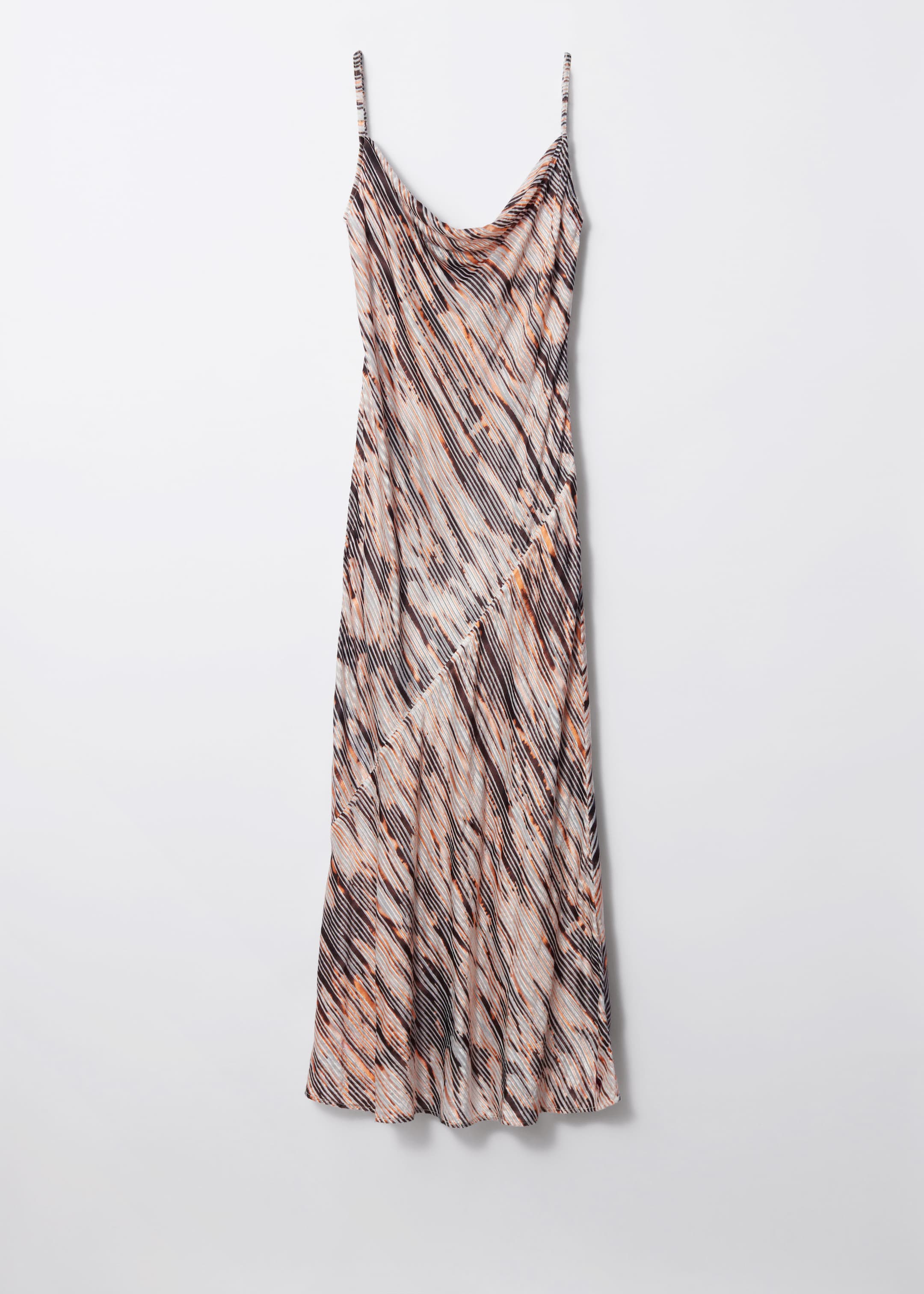 Grösseres Bild ansehen: Midi-Trägerkleid mit Wasserfallausschnitt - Weiß/Schwarz/Orange - DAMEN | H&M CH 1