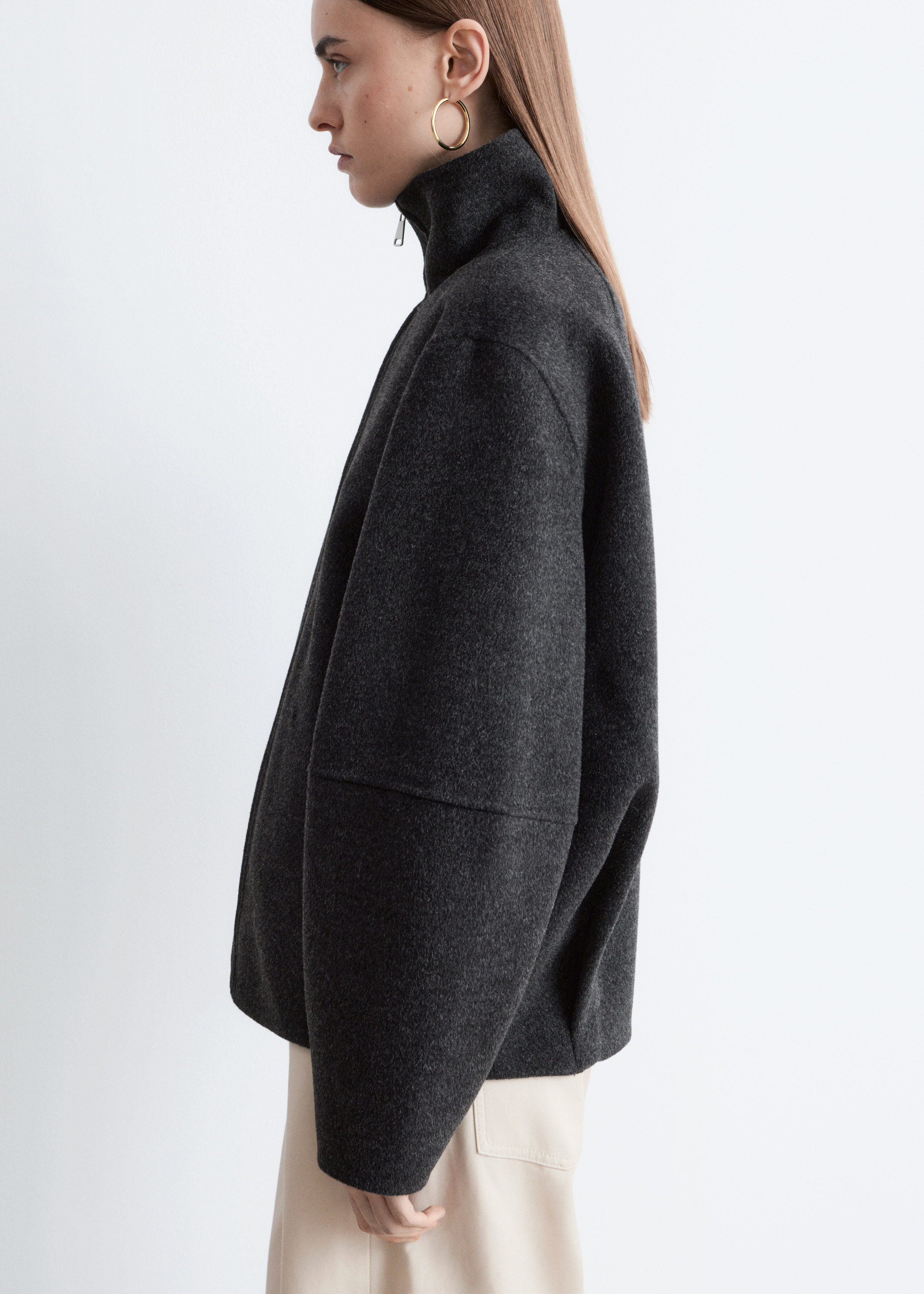 Zip-Up Wool Jacket - Dark Grey - Jackets - & Other Stories GG