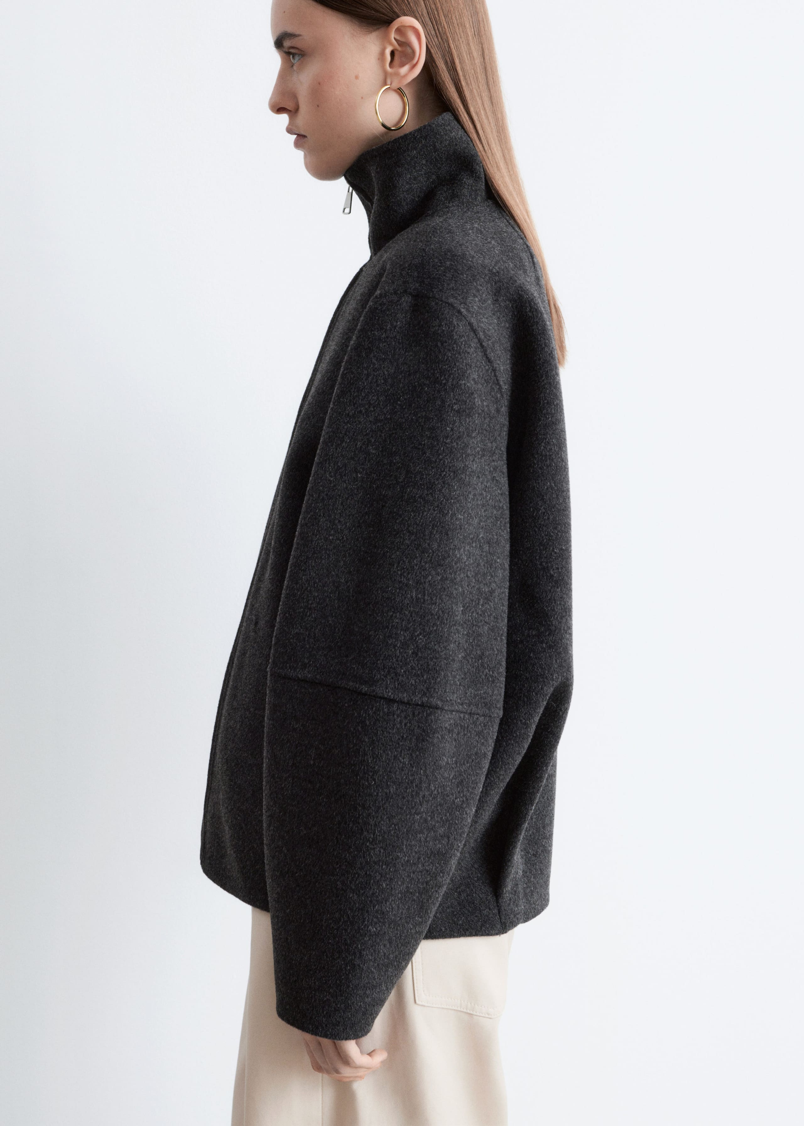 Image of Zip-Up Wool Jacket