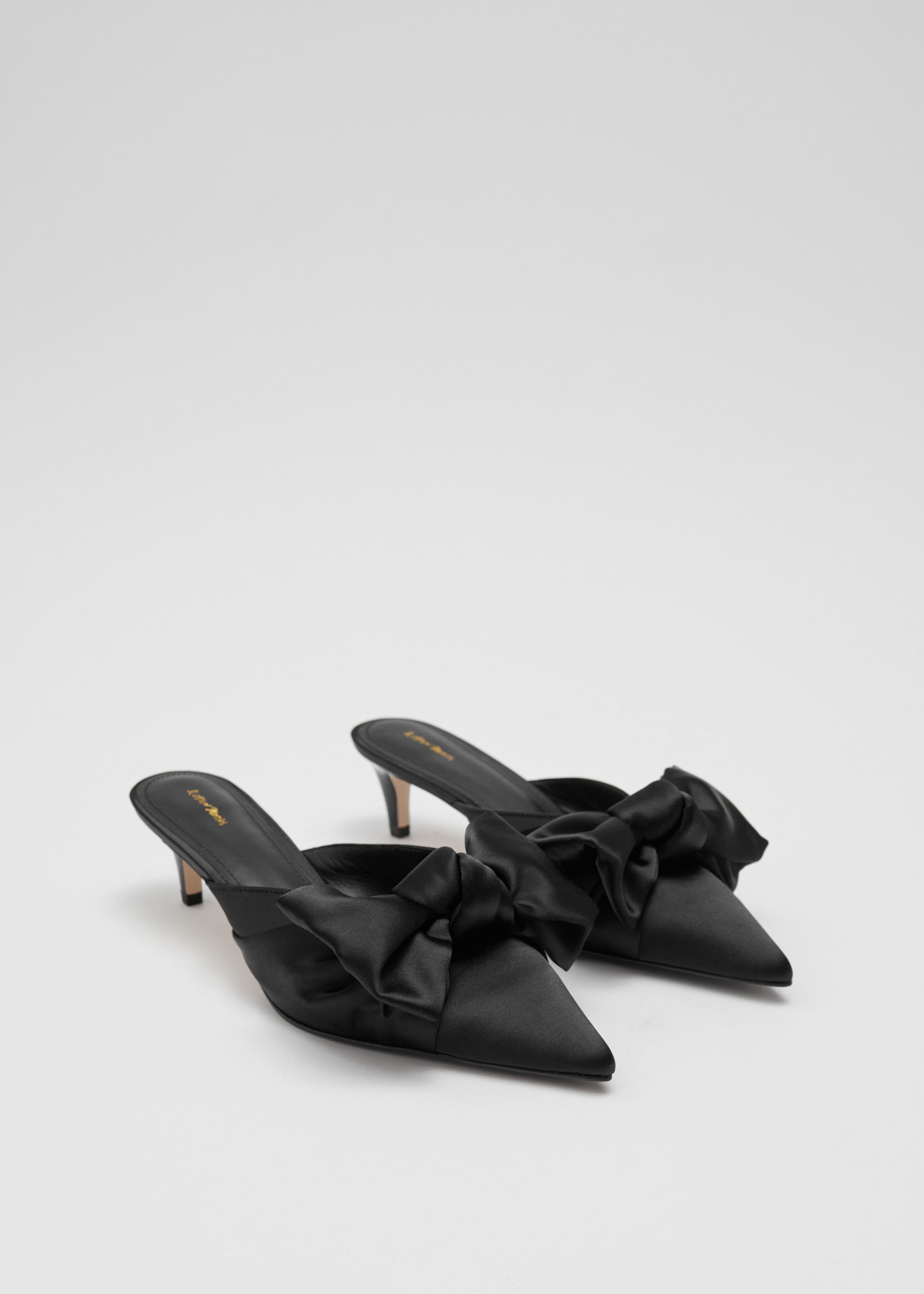 Soft Bow Satin Pumps - Black - Still Life