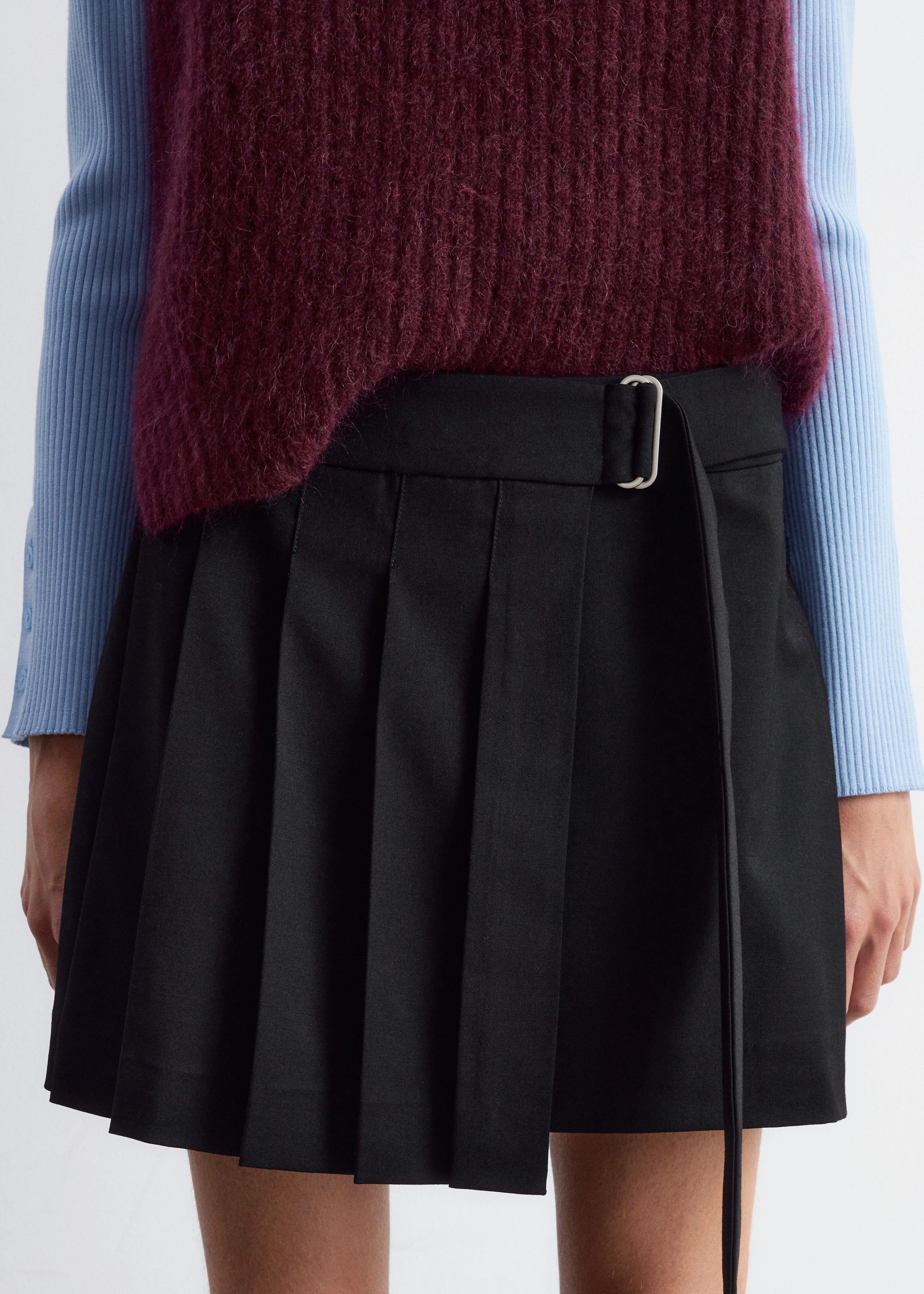 Image of Pleated Wrap Mini Skirt