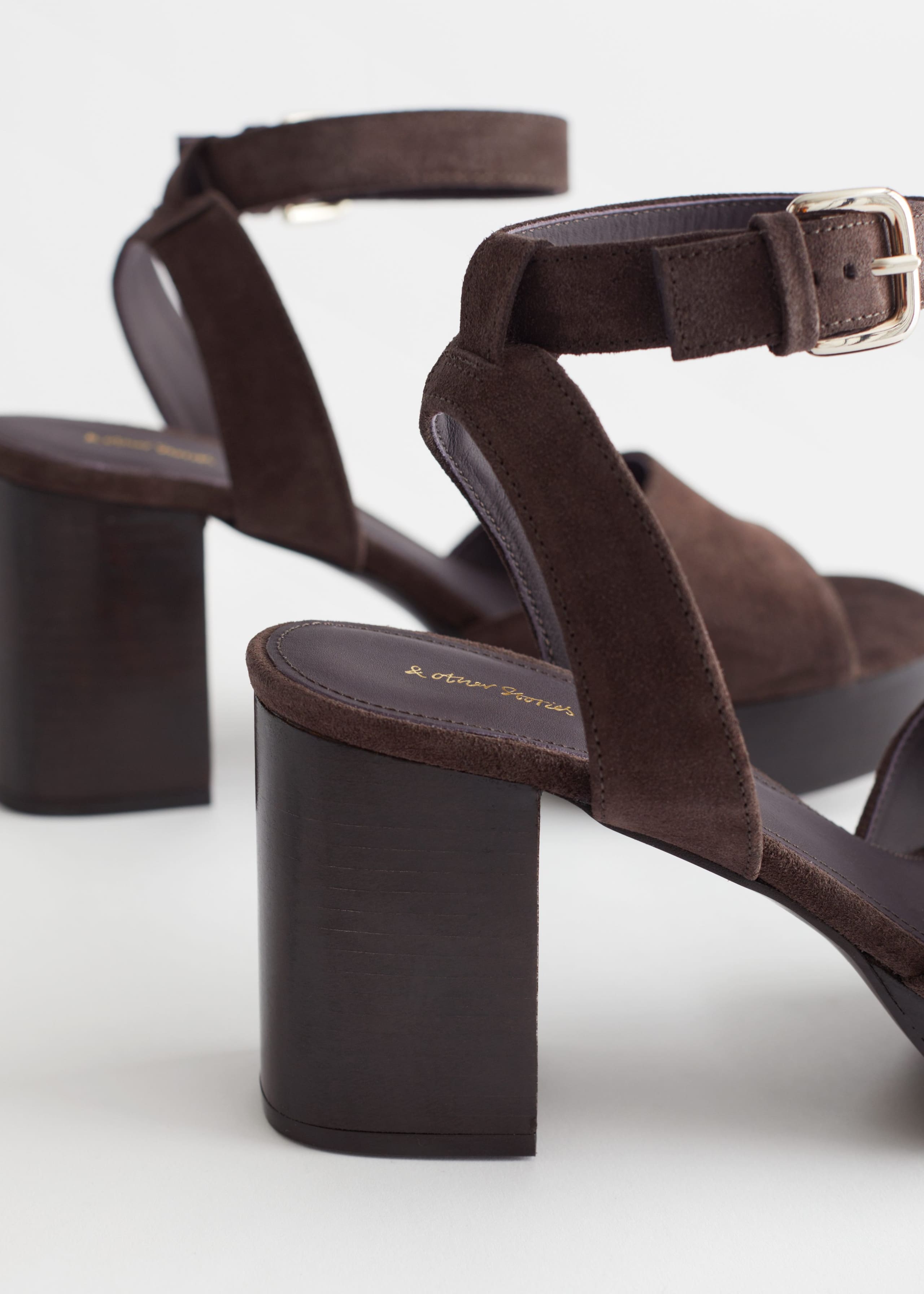 Image of Heeled Peep Toe Suede Sandals