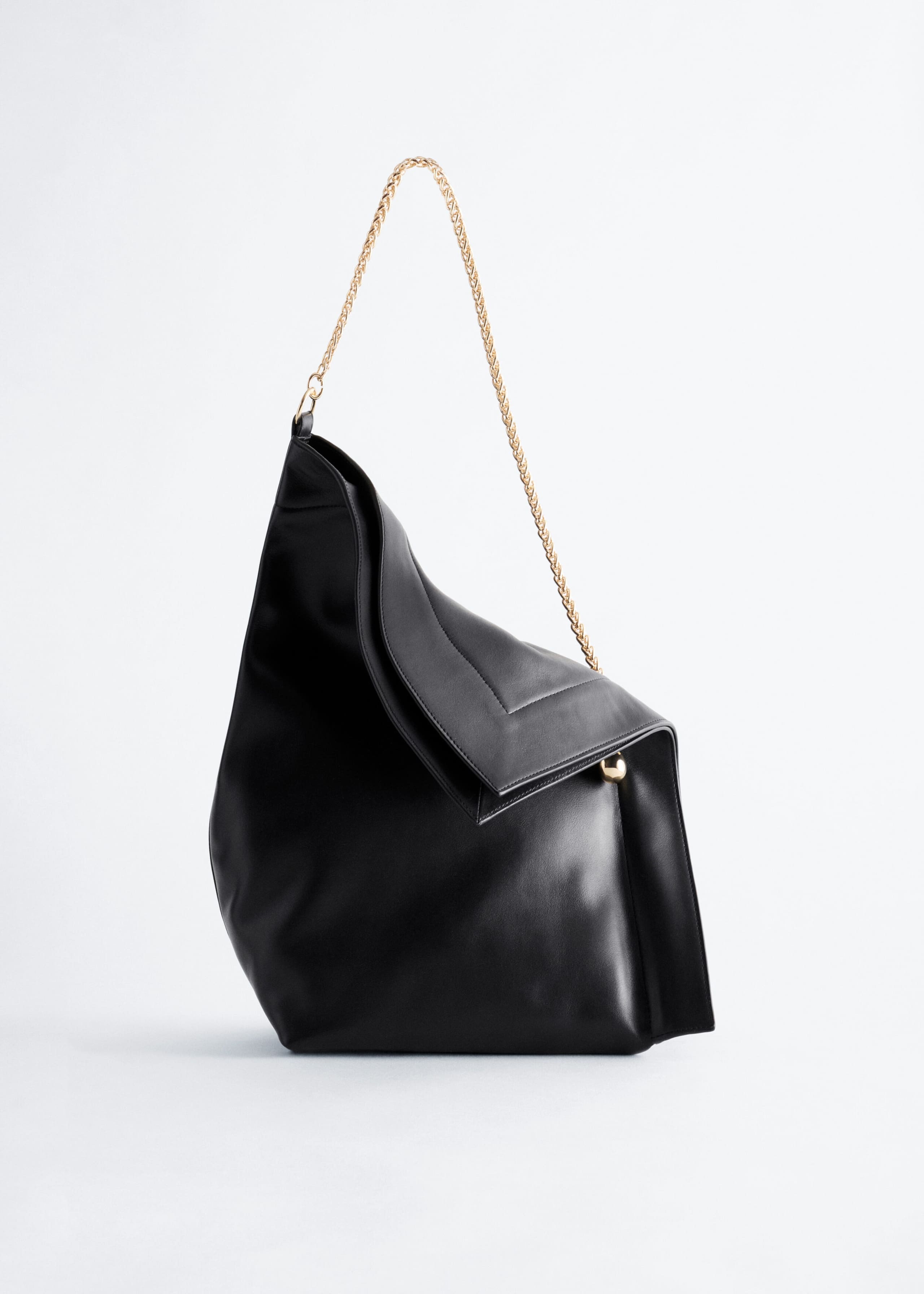 Slouchy Grain Leather Bag - Black - Still Life