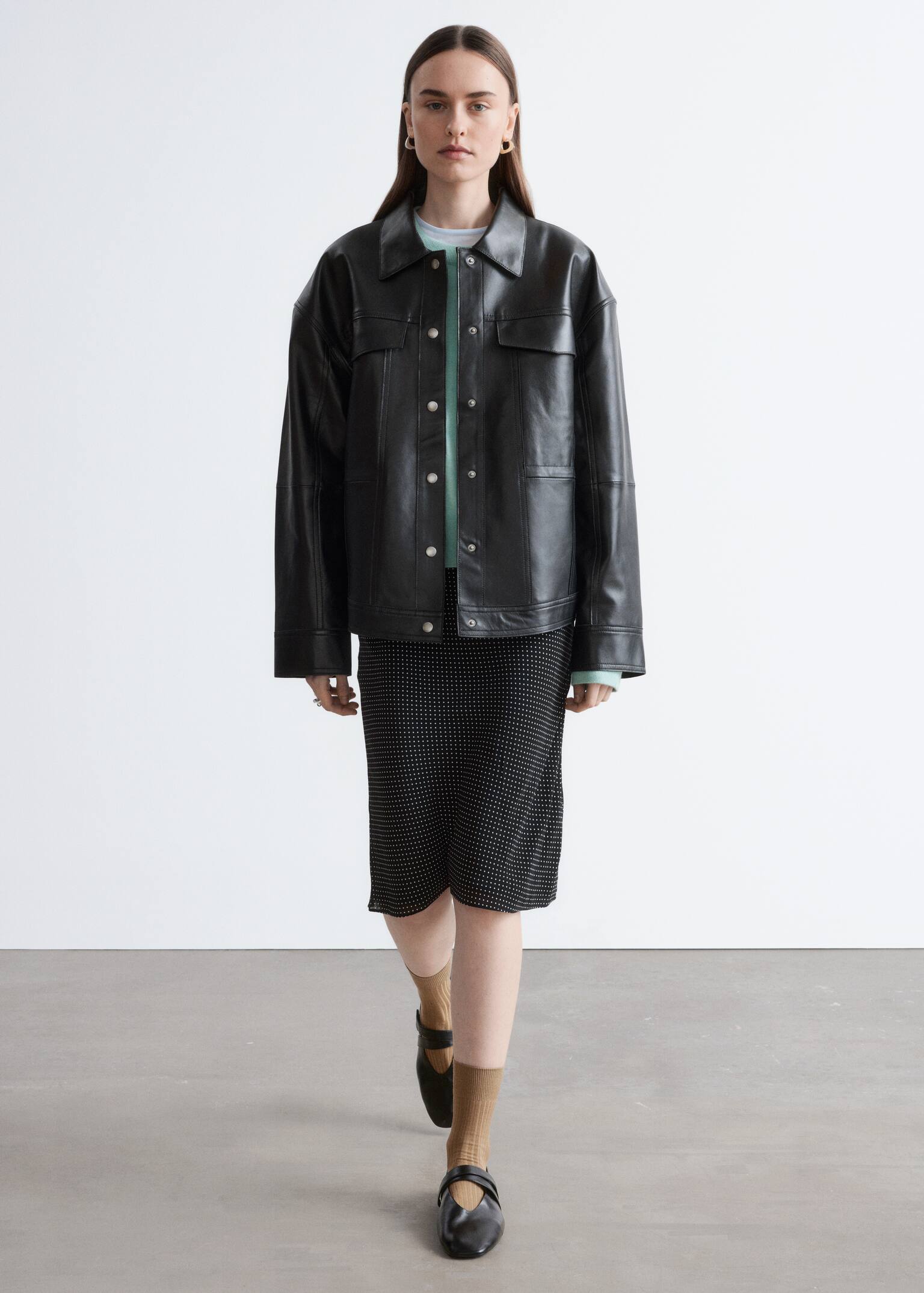 Slip Midi Skirt - Black/Polka Dot - 4