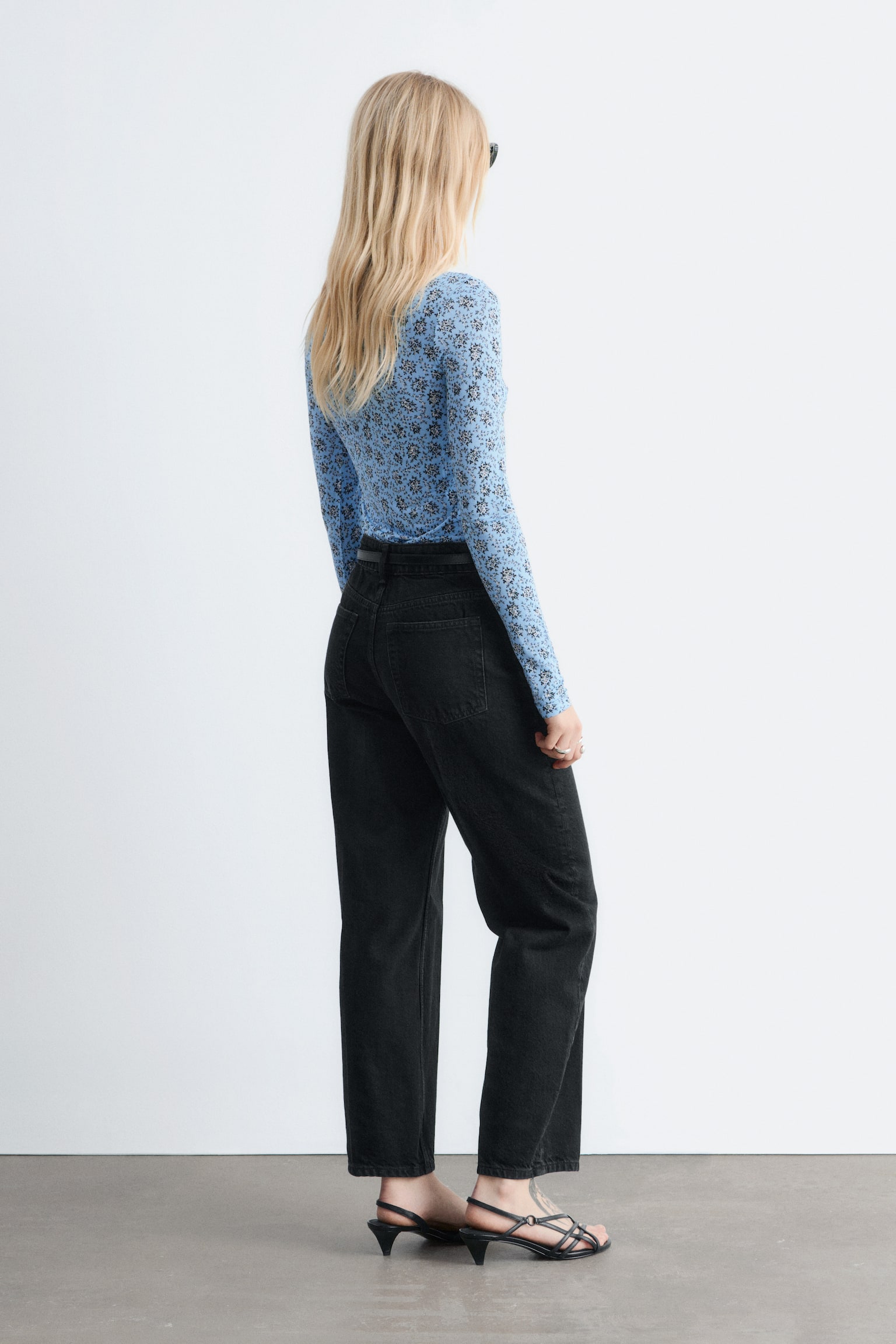 Maglia in jersey a maniche lunghe - Azzurro/Motivo floreale/Motivo a quadri grigio/verde - 5