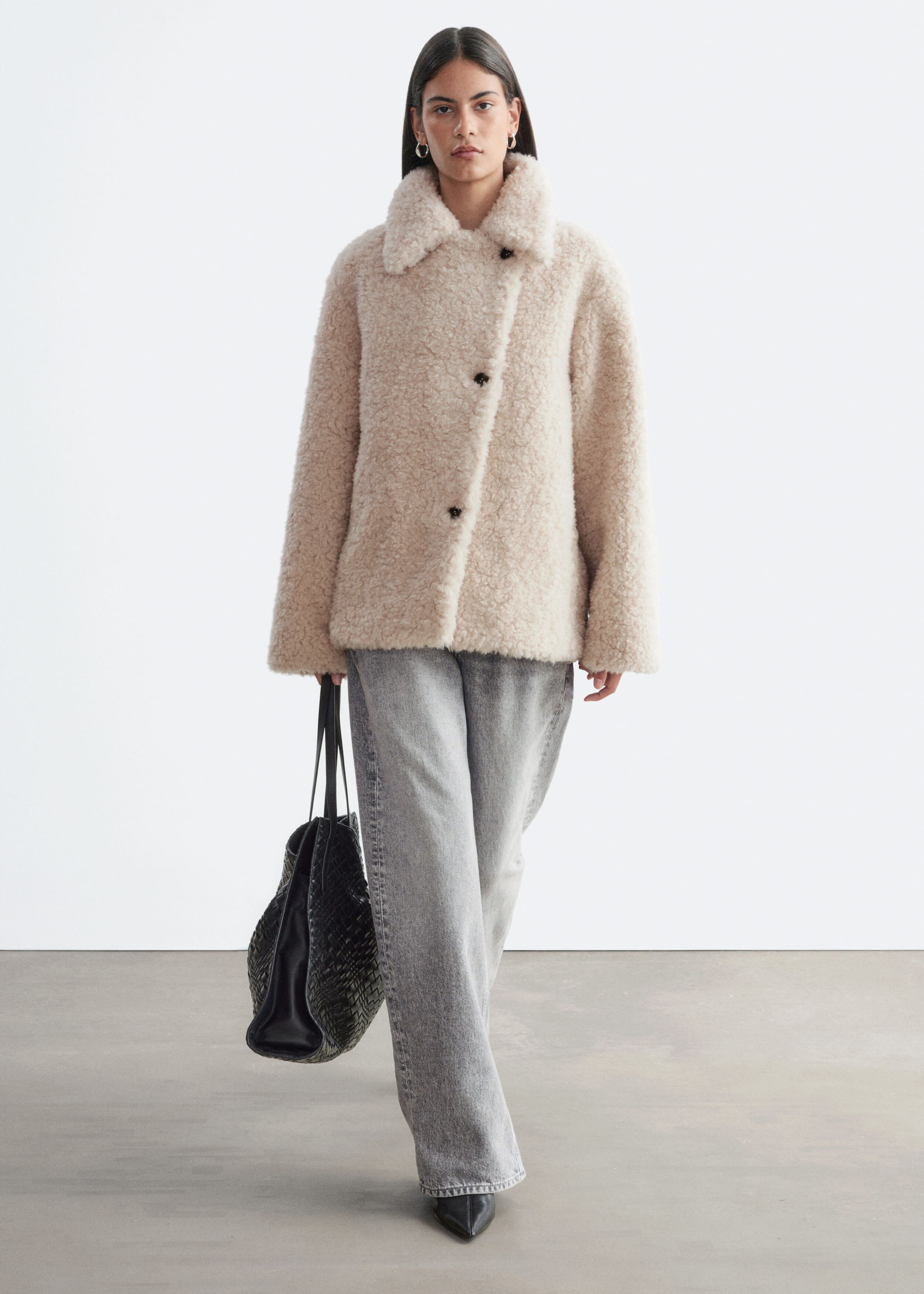 Wool-Blend Faux-Fur Jacket - Beige - Lookbook