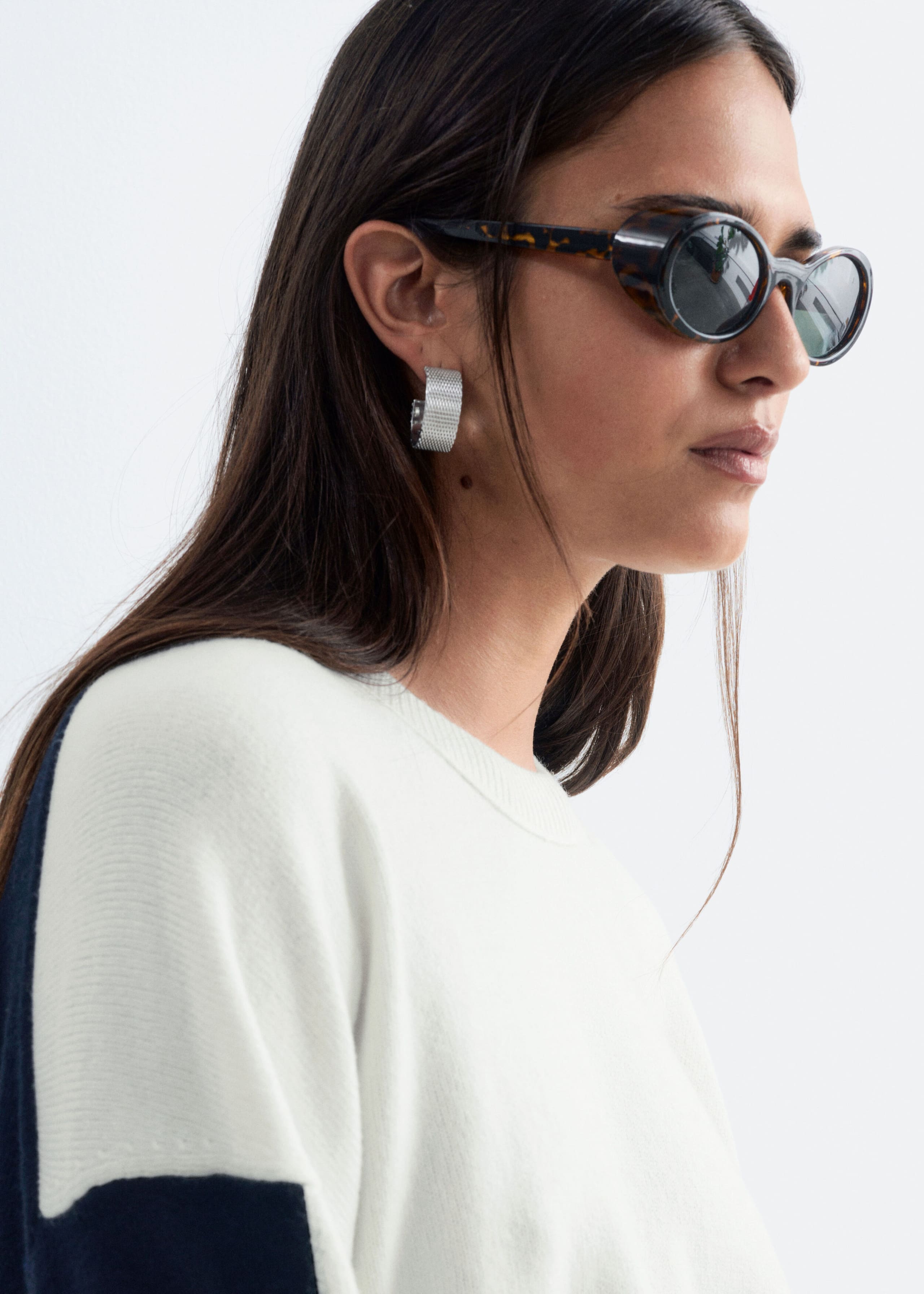 Oversized Knit Sweater - Off White/Black - Still Life