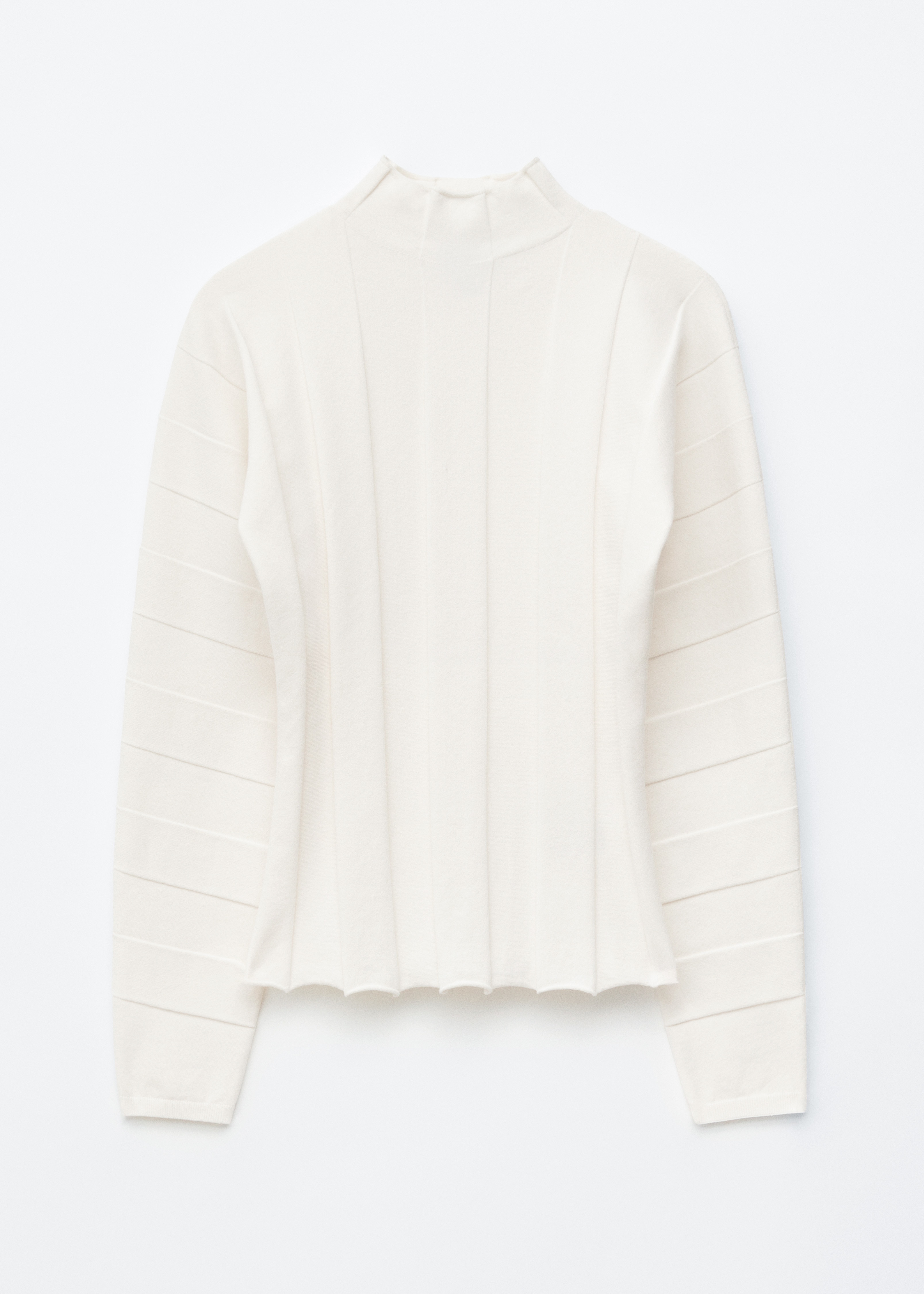 Camisola canelada de gola alta - Branco