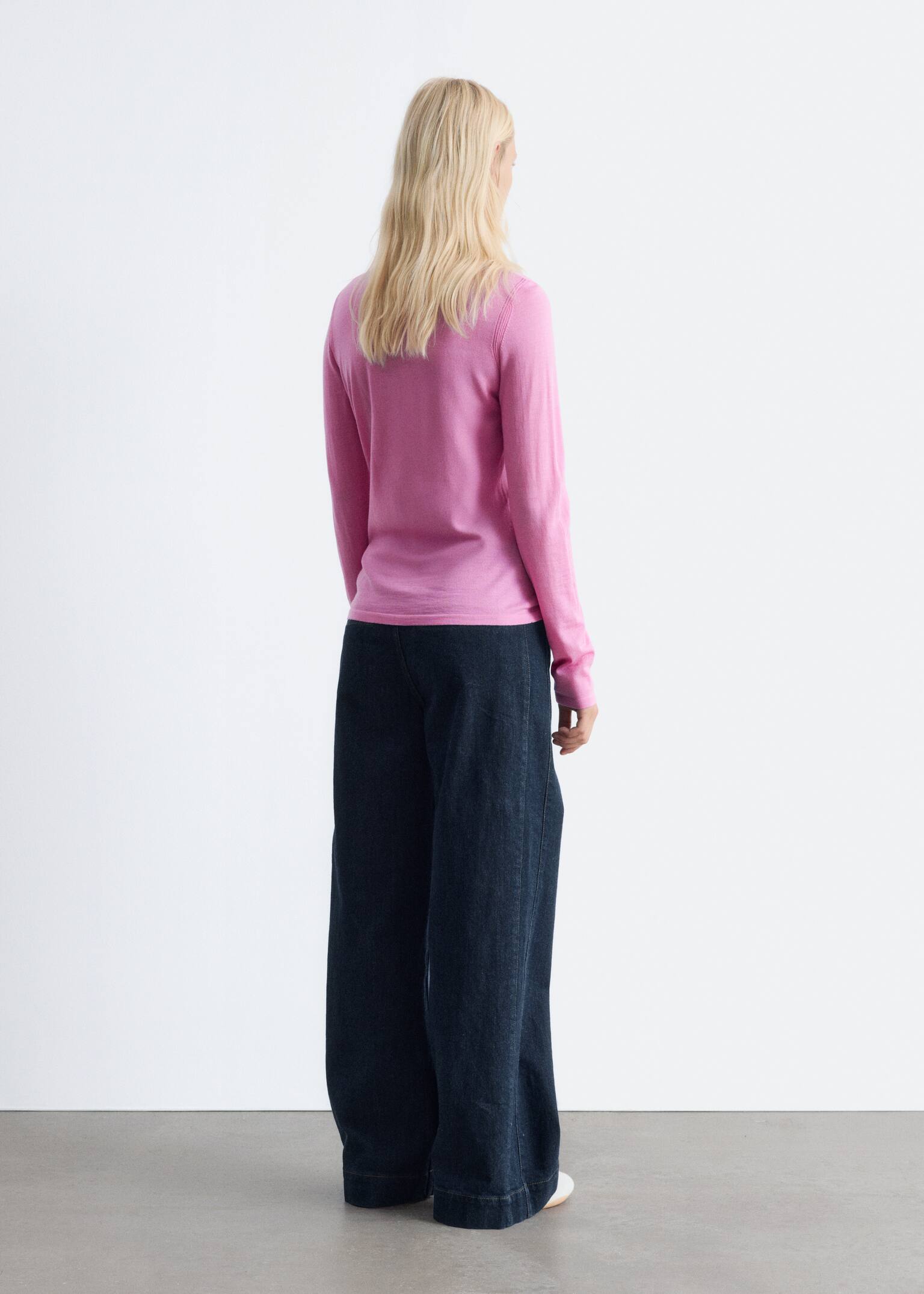 Pulover subțire din lână cu guler înalt - Roz/Mov/Galben/Maro închis/Dark Blue - 5