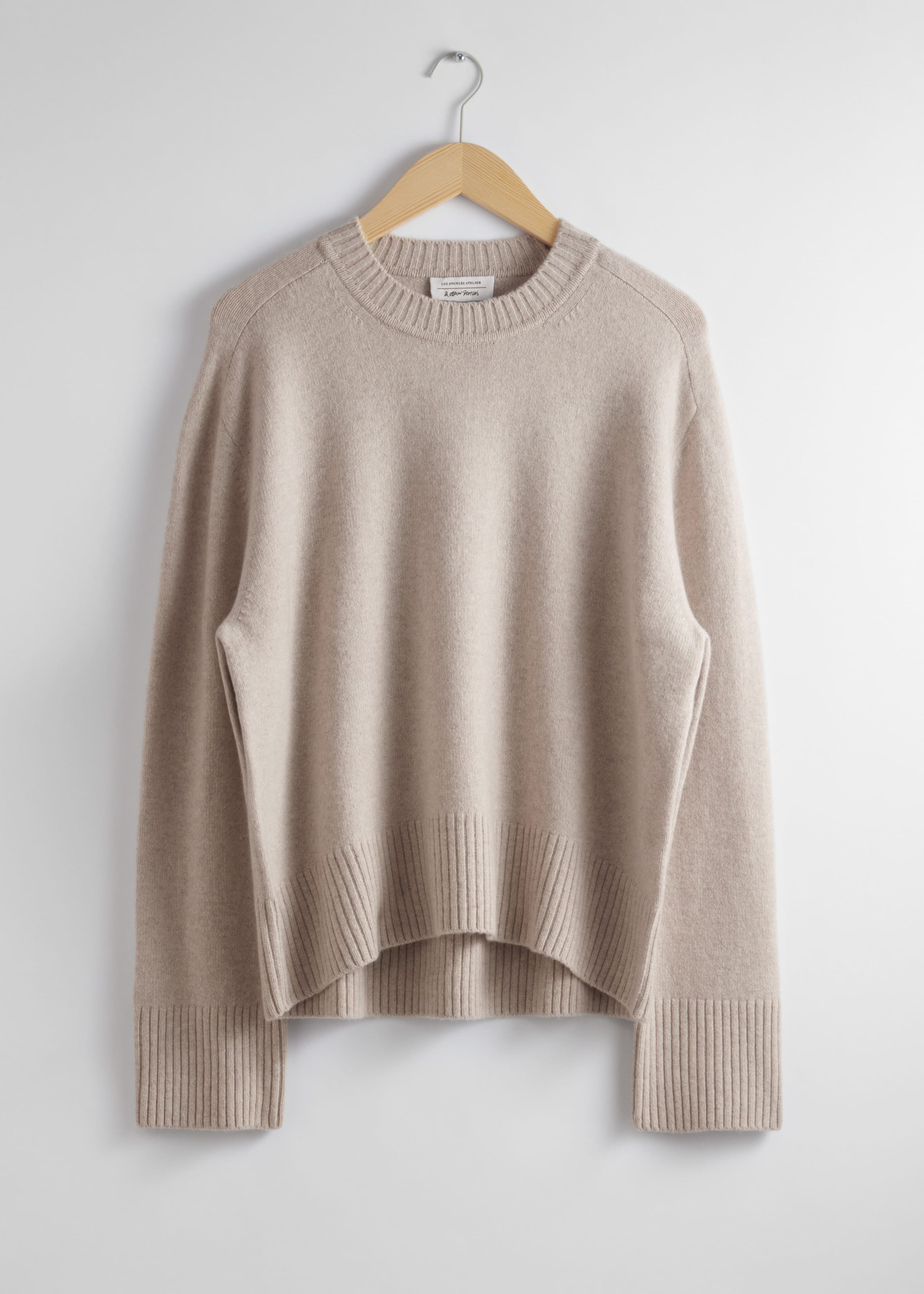 Jersey cuadrado de mezcla de cachemira - Beige - Bodegón
