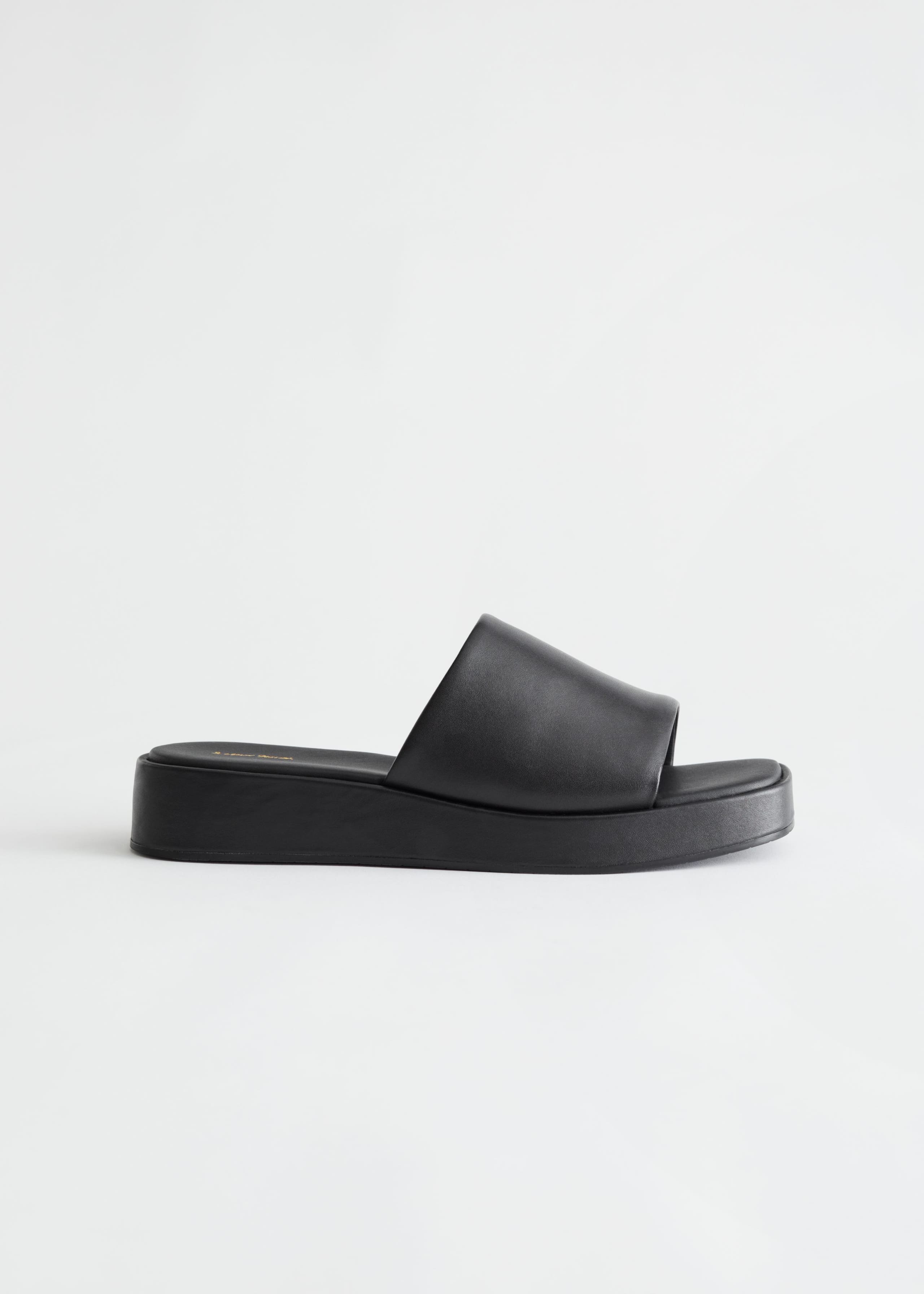 Leather Platform Sandals - Black Leather - Bodegón