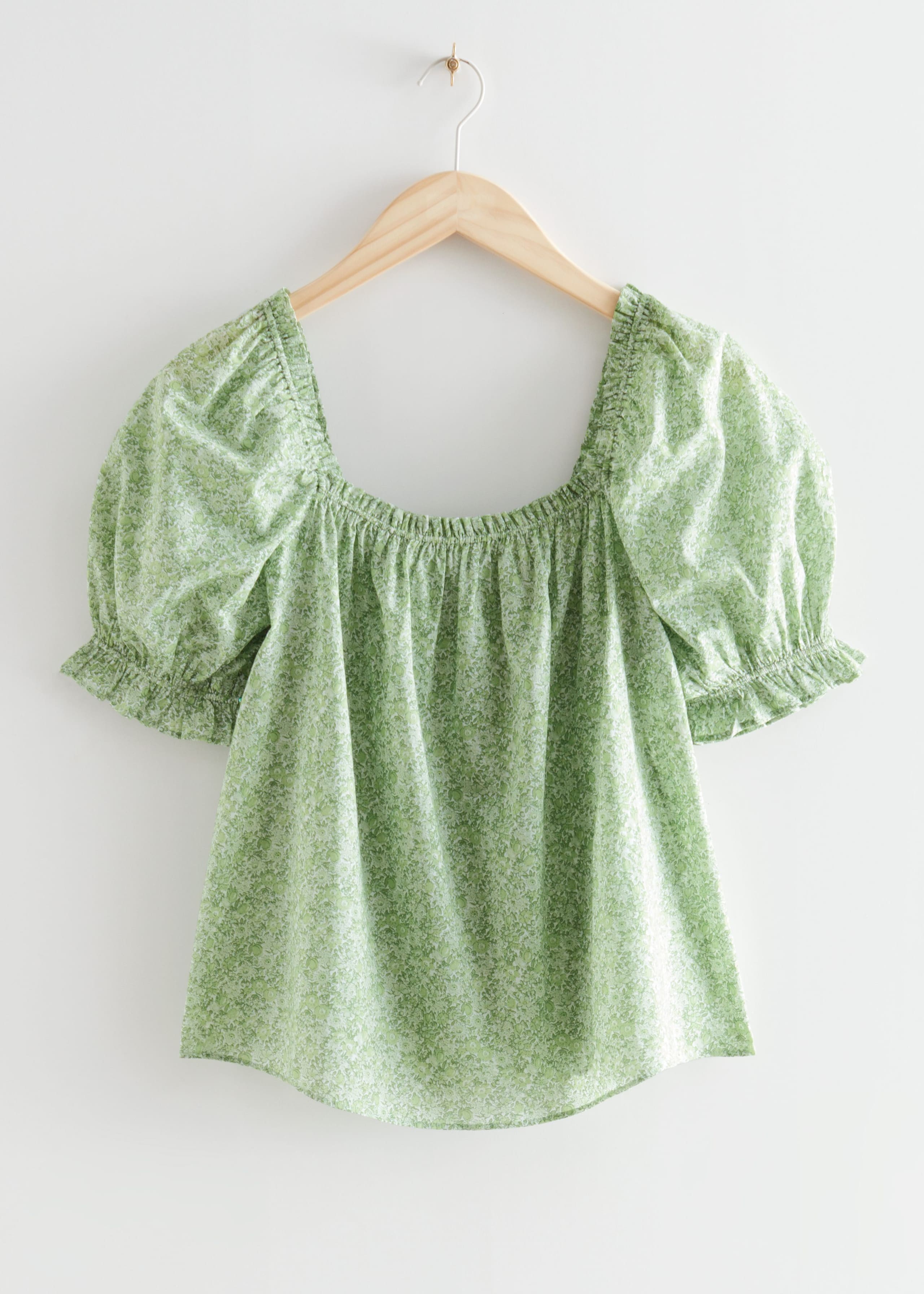 Puff Sleeve Ruffle Top - Green - Still Life