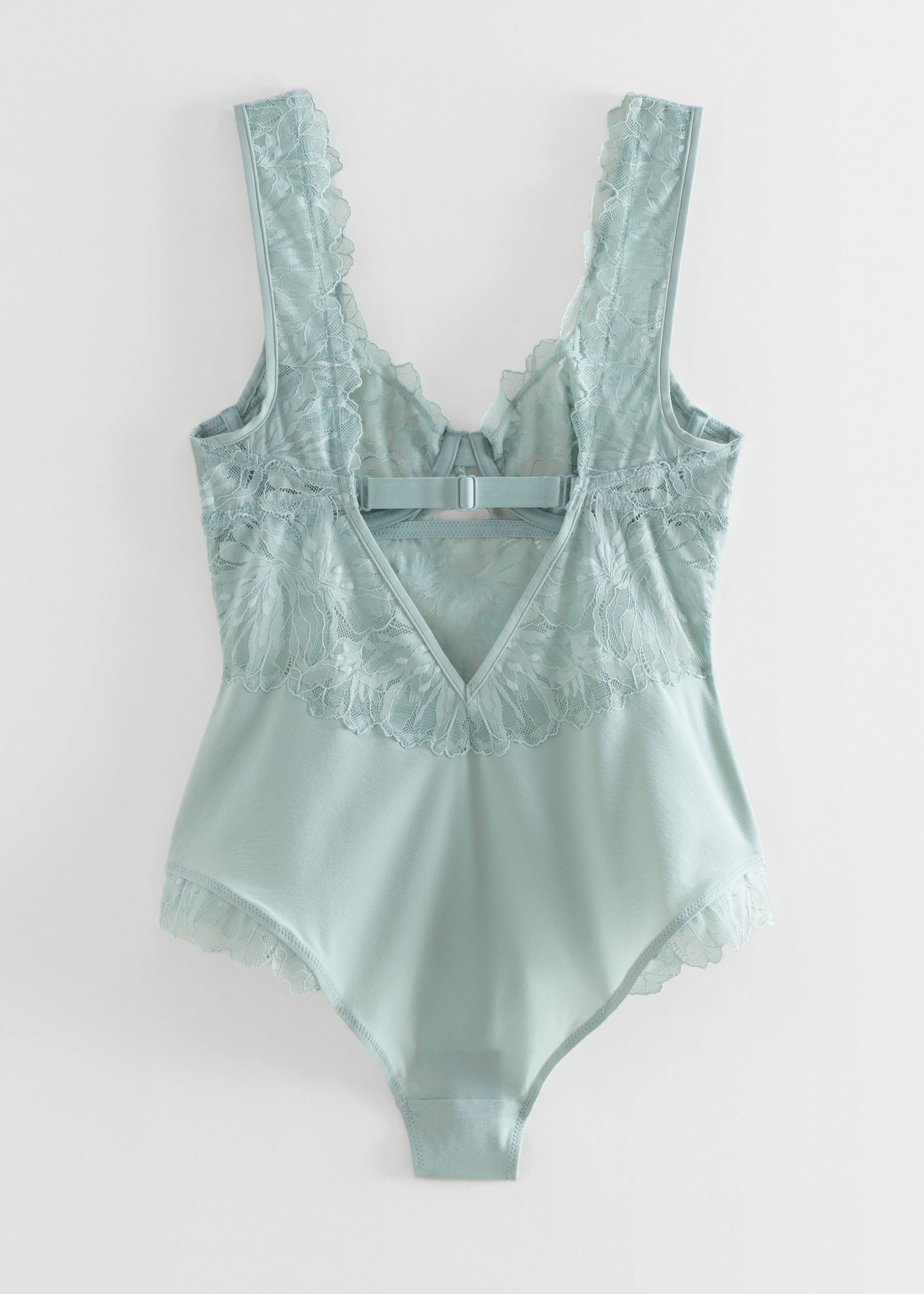 Lace Petal Detail Bodysuit - Light Blue - Still Life