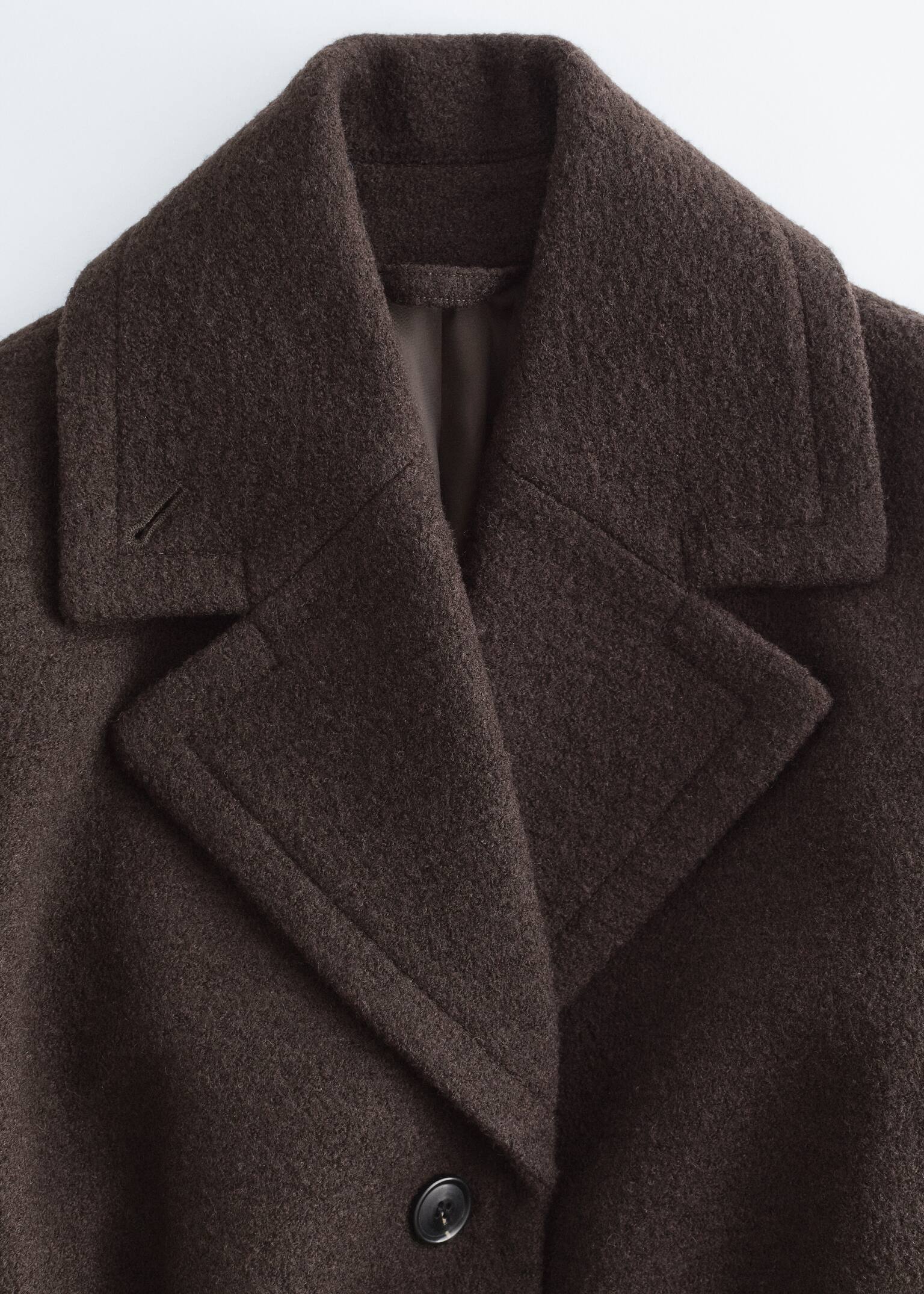 Wollmantel mit Bindegürtel - Dunkelbraun/Schwarz - 9