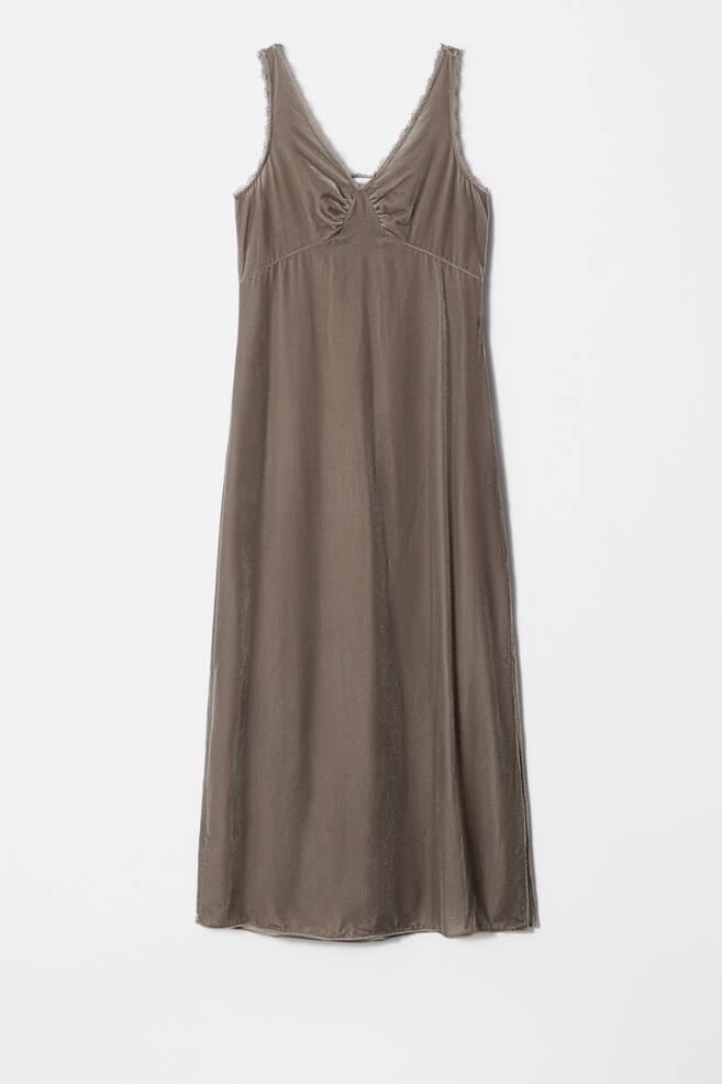 Maxivestido de terciopelo - Topo - 1