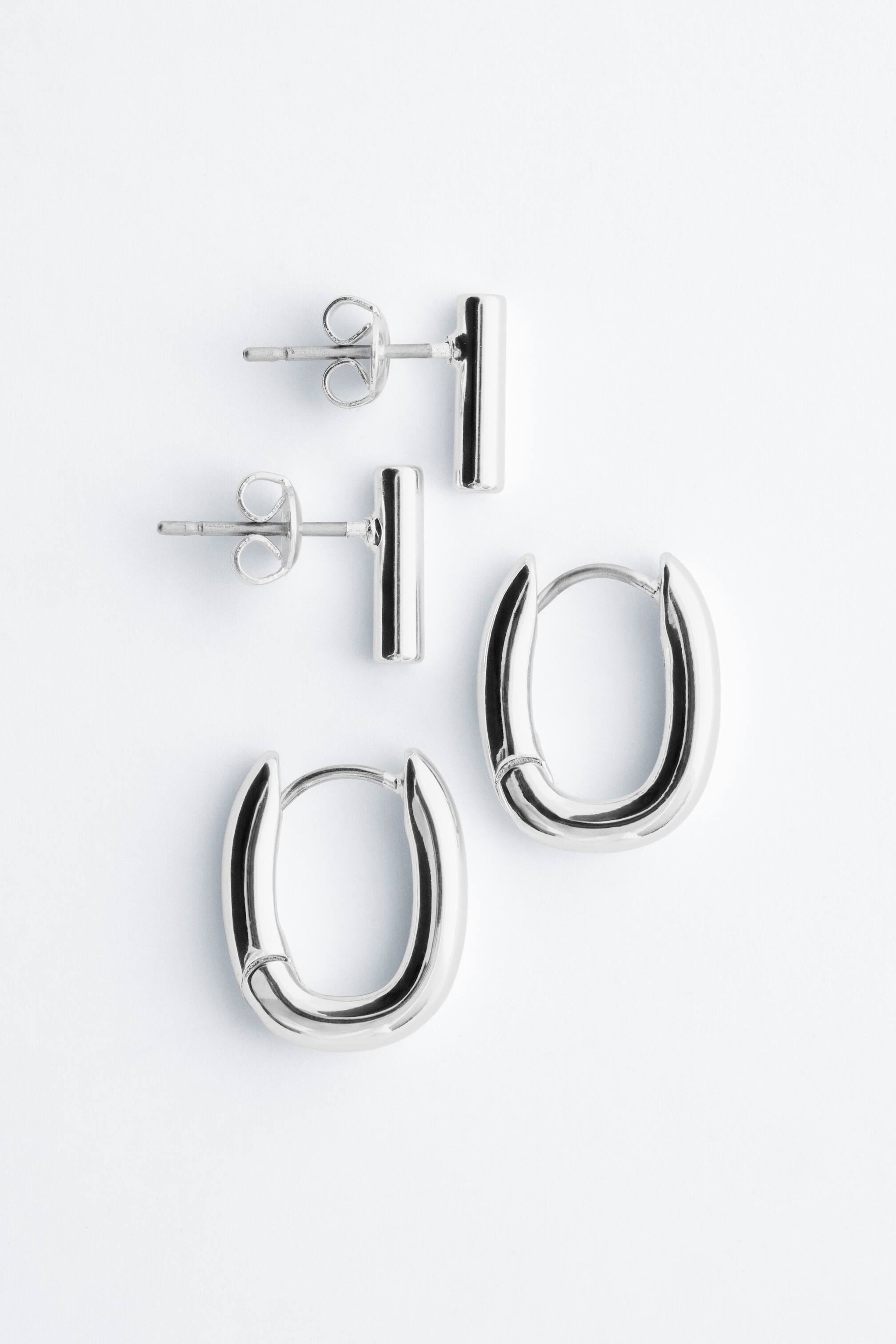 View larger image: Polished Brass Earring Set - Silver - Ladies | H&M GB 1