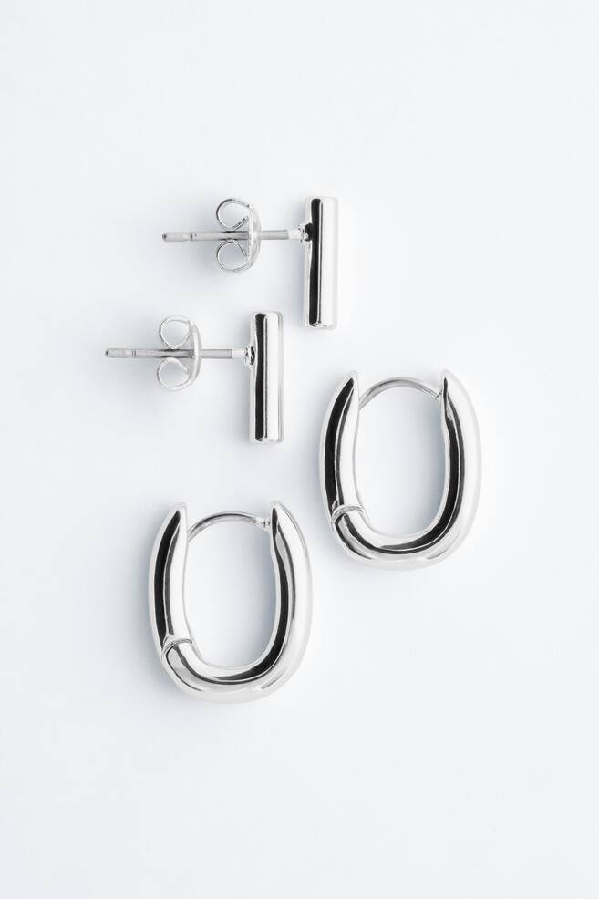 Polished Brass Earring Set - Silver/Gold - 1
