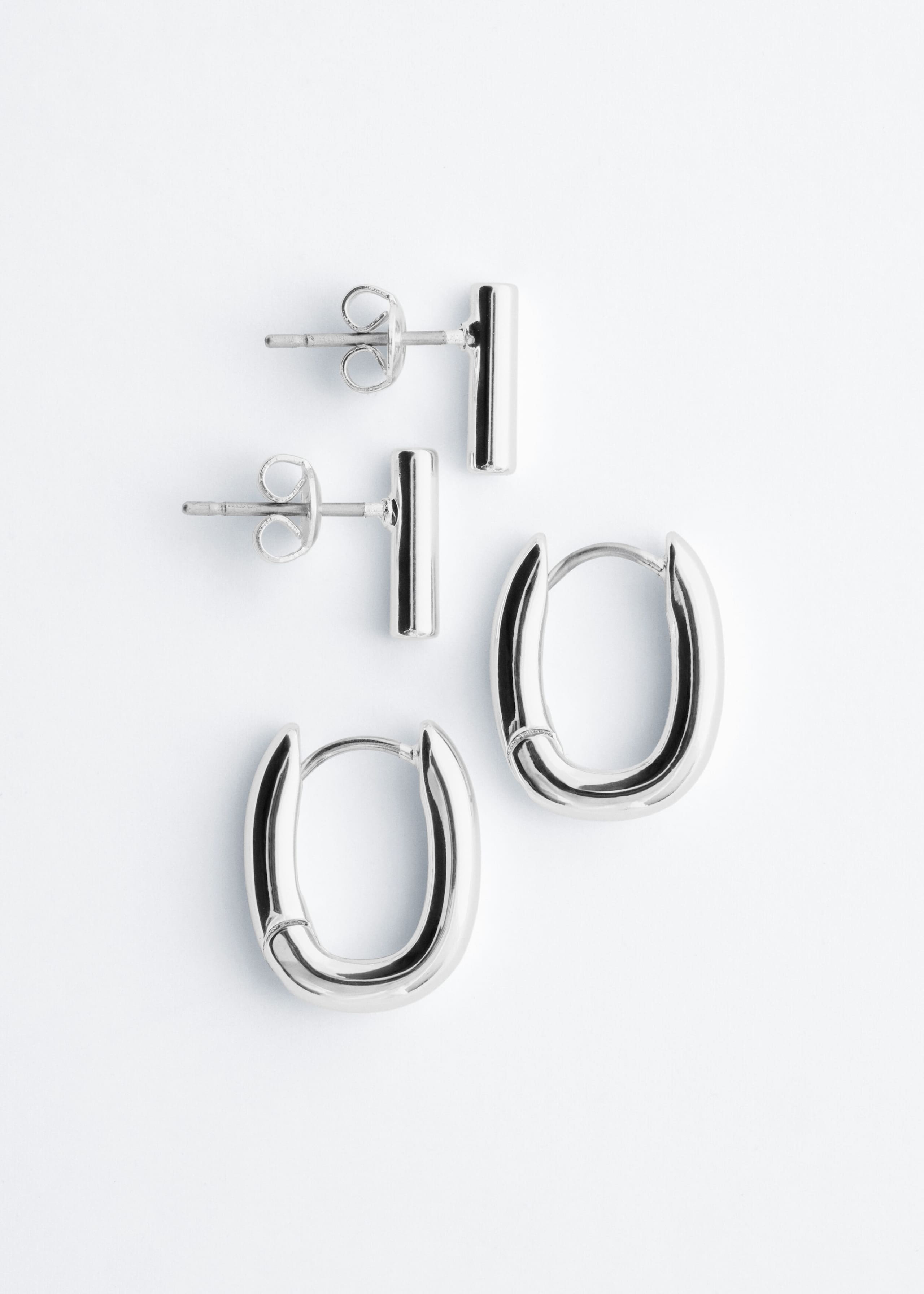 Ensemble de boucles d’oreilles en laiton poli - Silver - Still Life