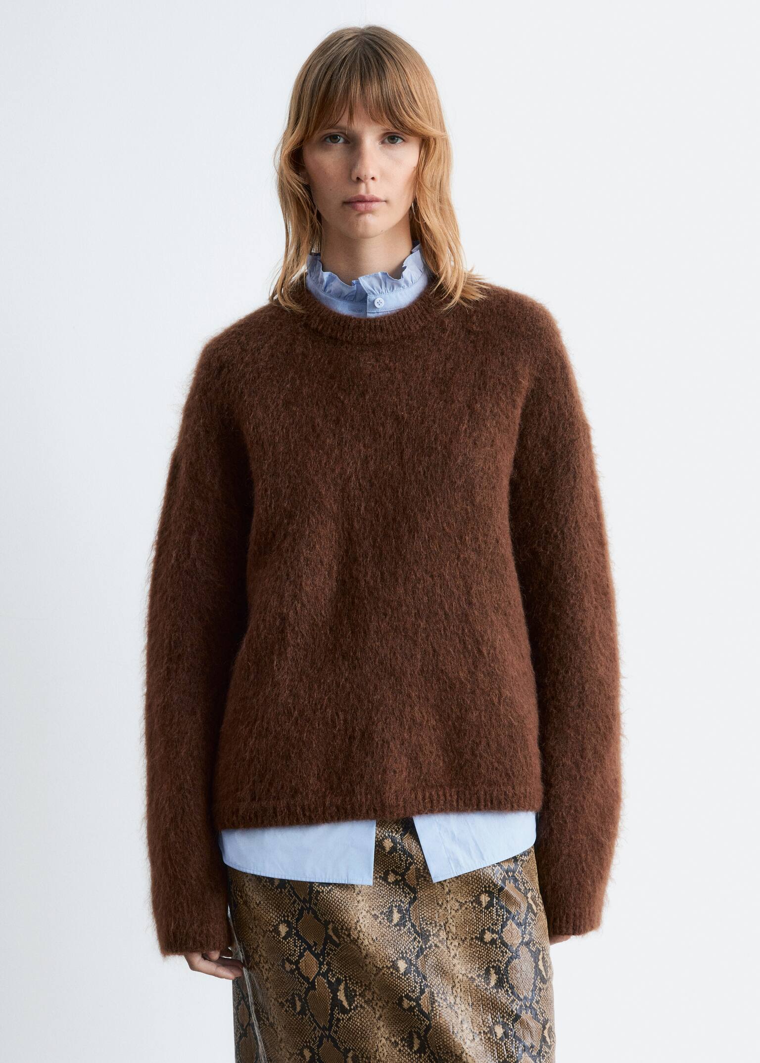 Mohair-Blend Jumper - Dark Brown/Dark Blue/Dark Red/Light Green