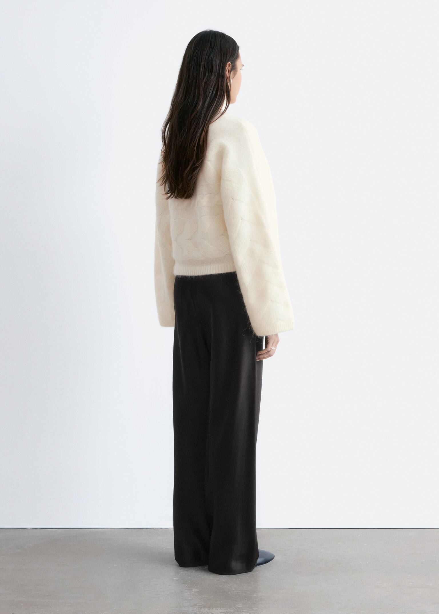 Mohair-Blend Cable-Knit Jumper - White/Grey - 7