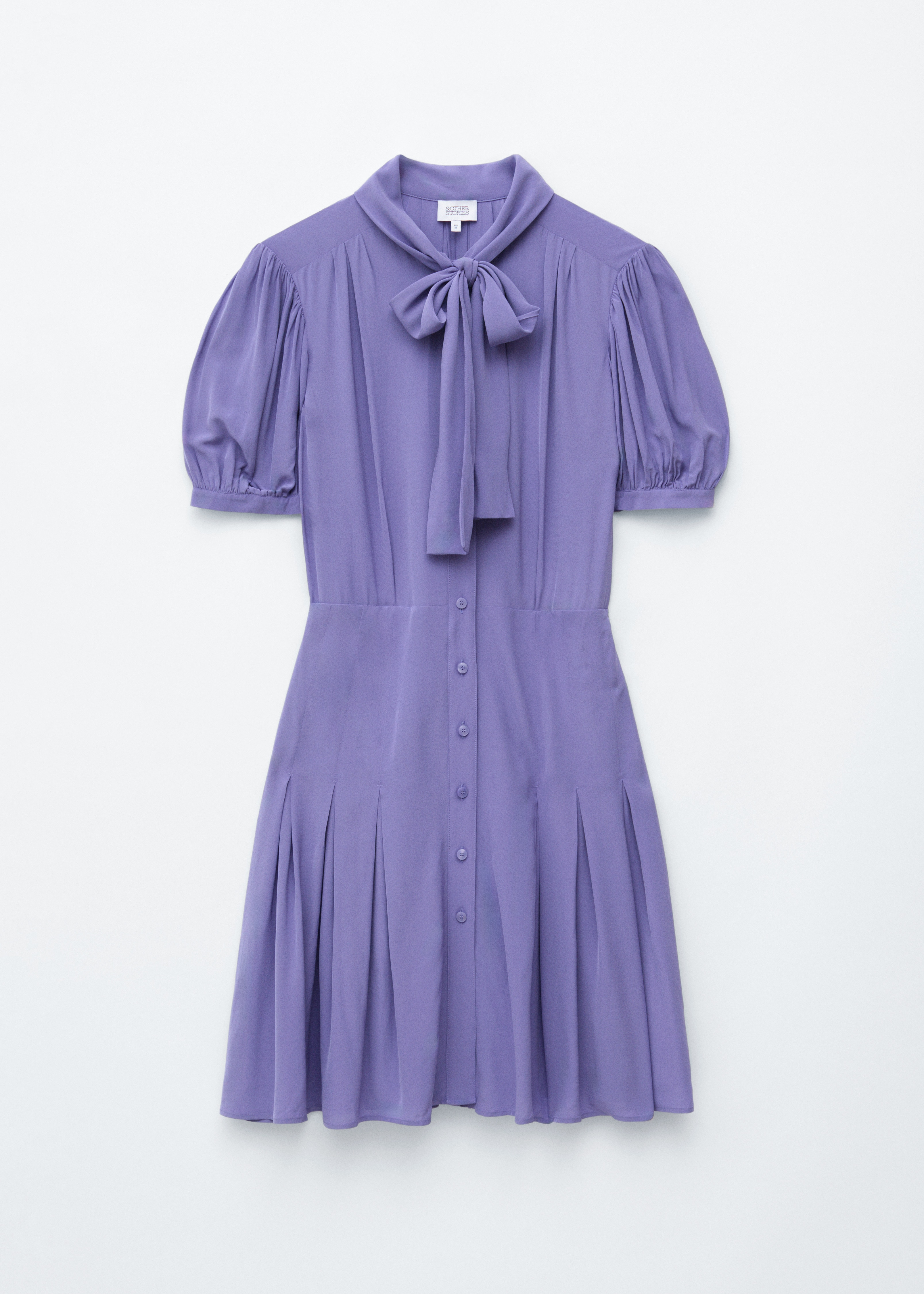 Bow-Neck Mini Dress - Paars