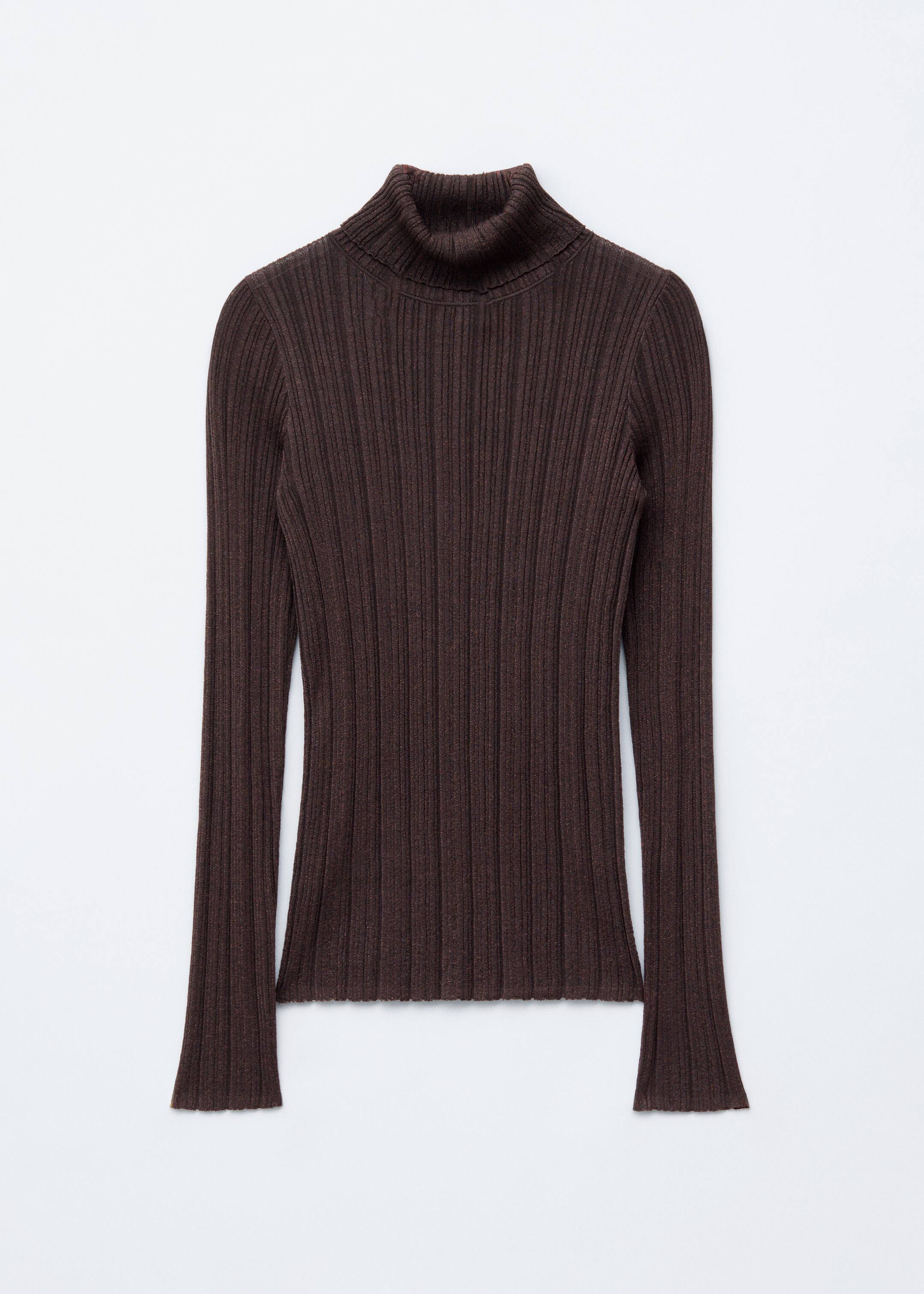 Ingrandisci l'immagine: Rib-Knit Lurex Turtleneck - Dark Brown - DONNA | H&M CH 6