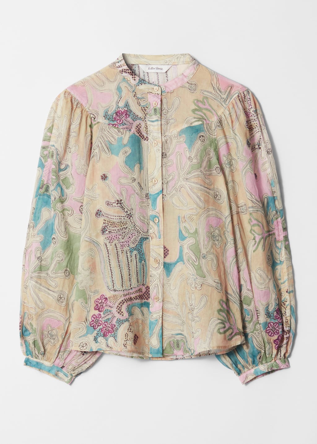 Puff-Sleeve Blouse - Pink floral-appliqué - Still Life