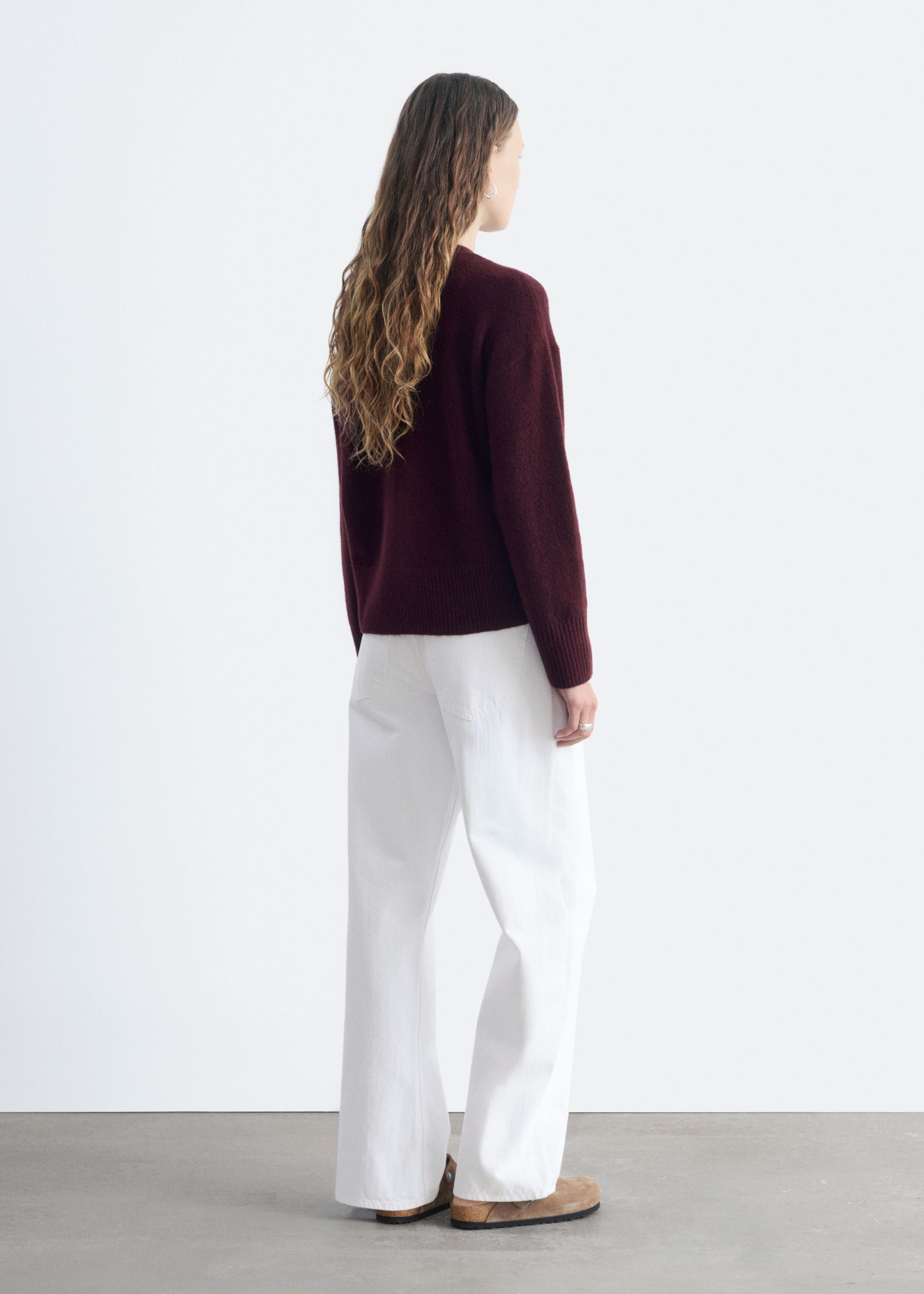 Relaxed Knit Jumper - Dark Red - Lookbook