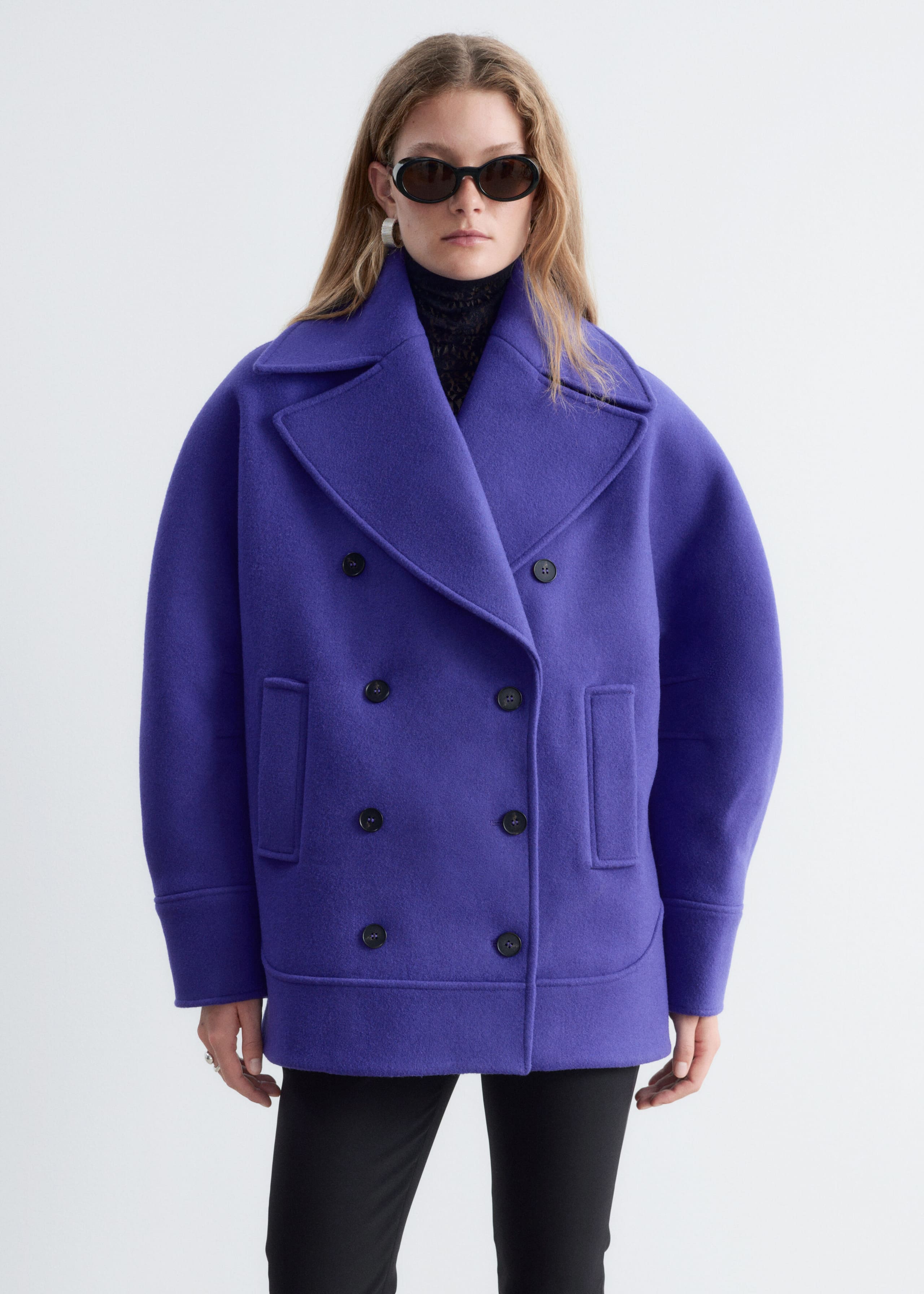 Skepparkavaj med vid krage – Lila – lookbook