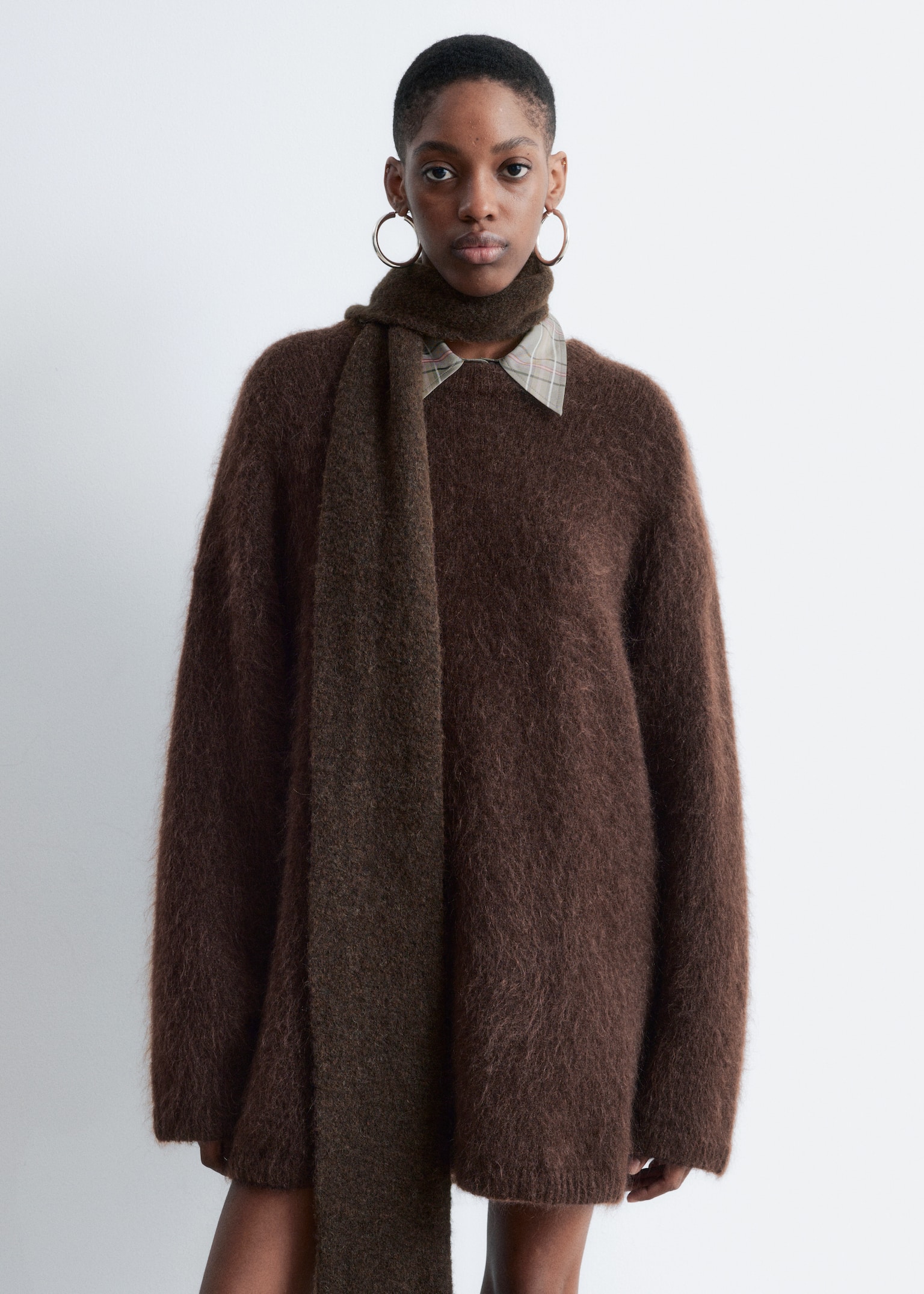 Pull oversize en mohair mélangé - Marron foncé/Lilas - 4
