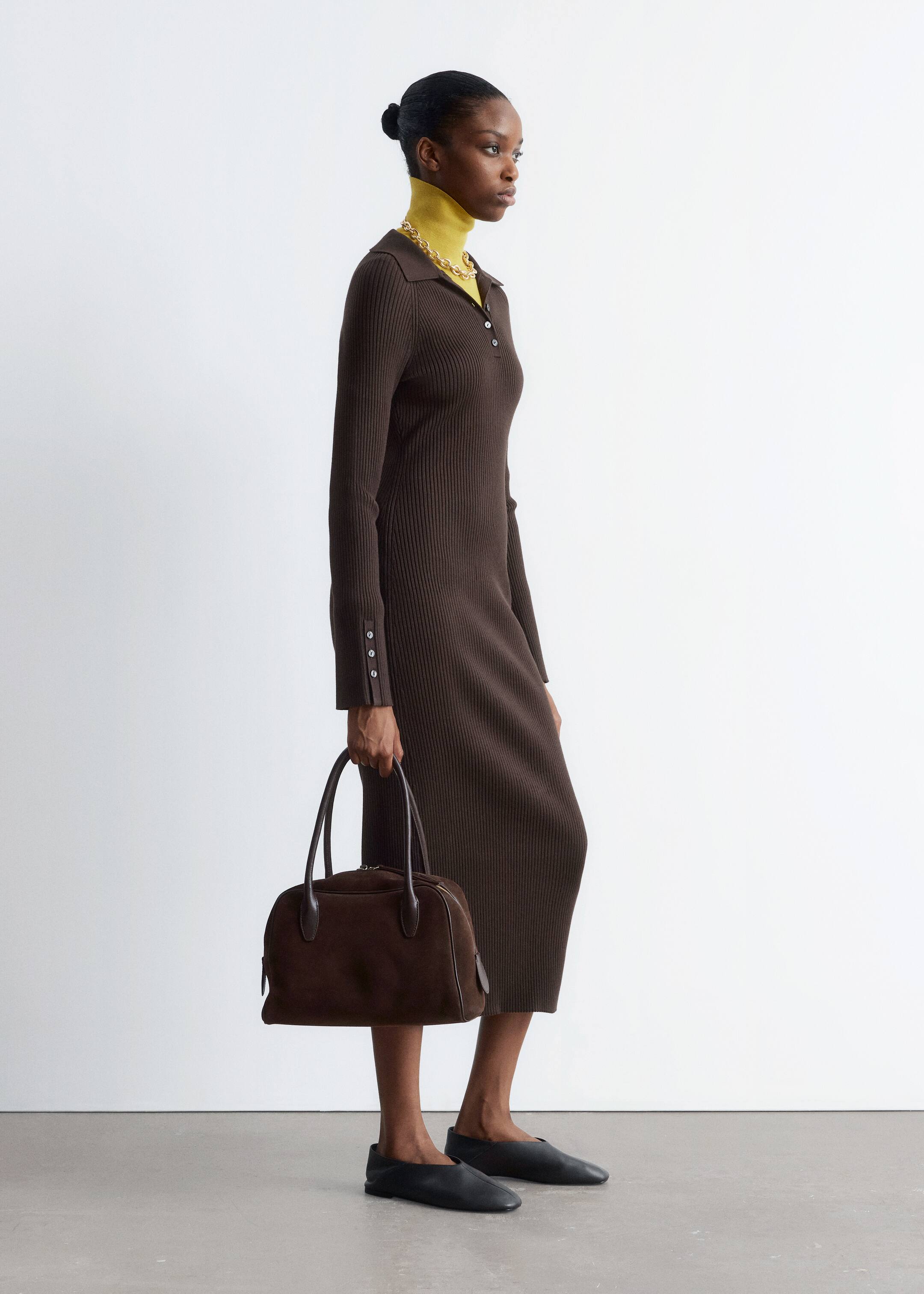 Grösseres Bild ansehen: Rippstrick-Polo-Midikleid - Dunkelbraun - DAMEN | H&M CH 5