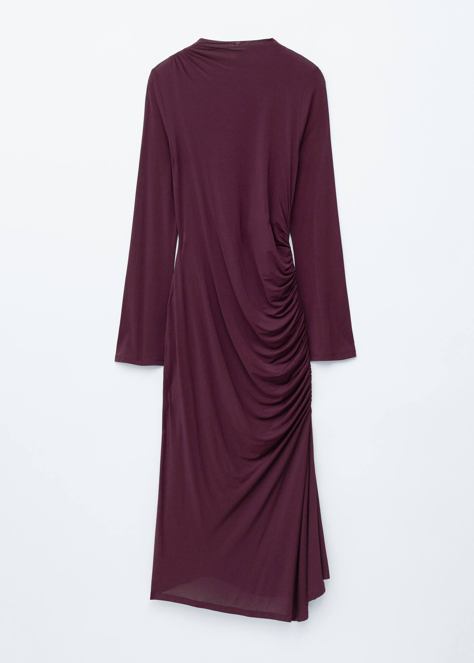 Gerafftes Midikleid - Dunkelviolett