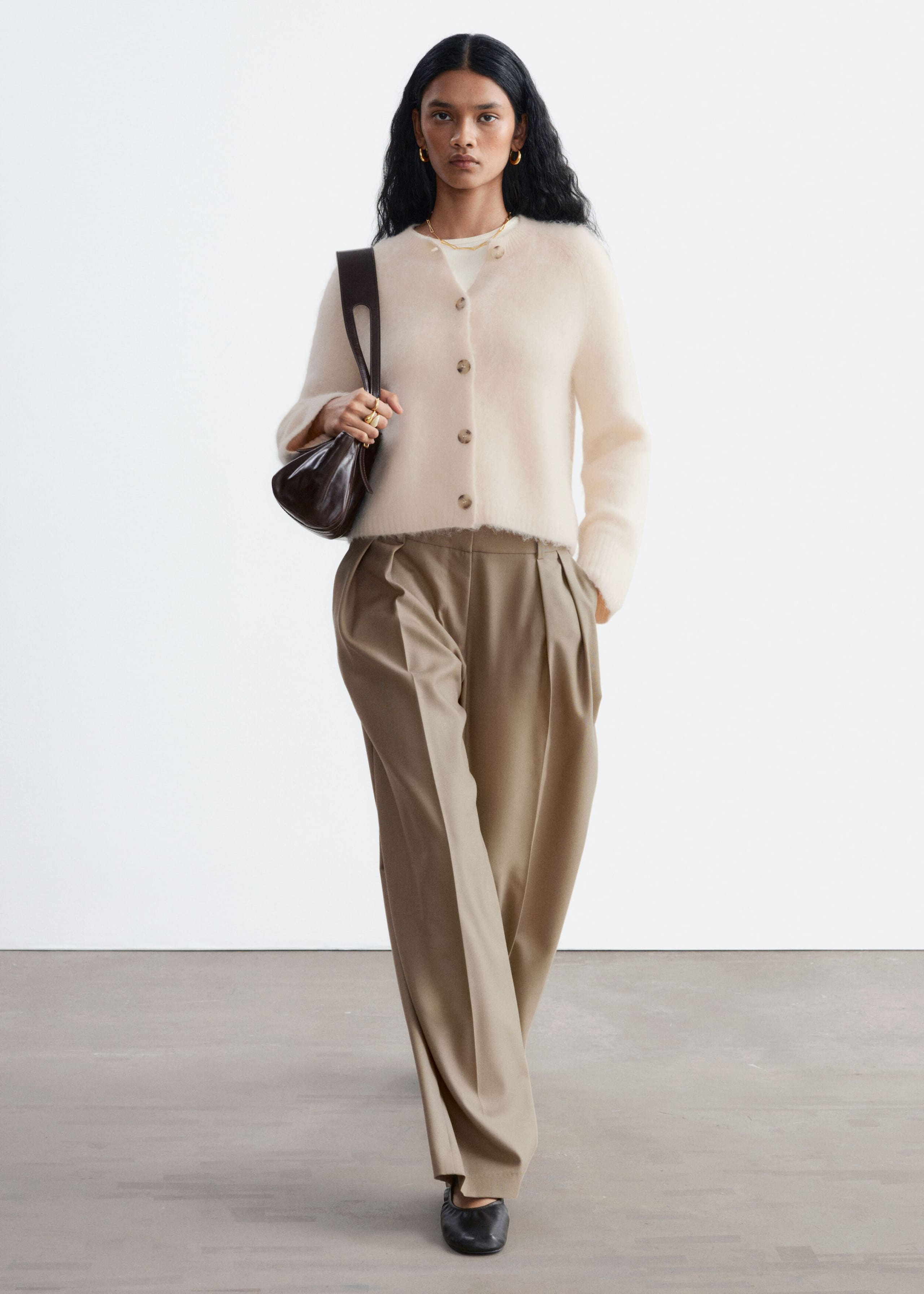 Mohair Blend Cardigan - Dark Grey - Lookbook