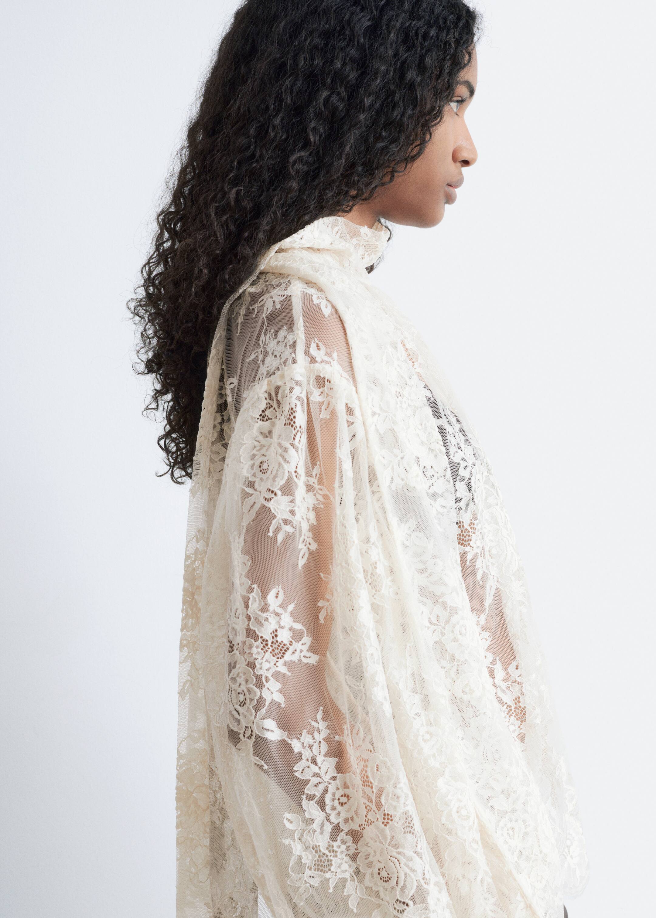 Grotere afbeelding bekijken: Kanten blouse met strik - Wit - DAMES | H&M NL 4