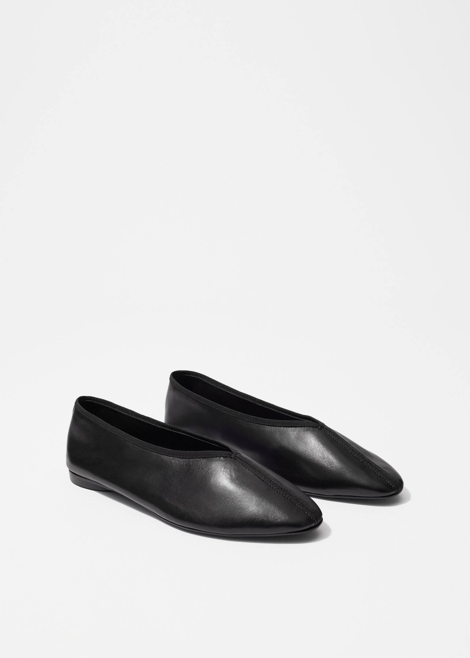 Almond-Toe Ballerina Flats - Black/Leopard - 4