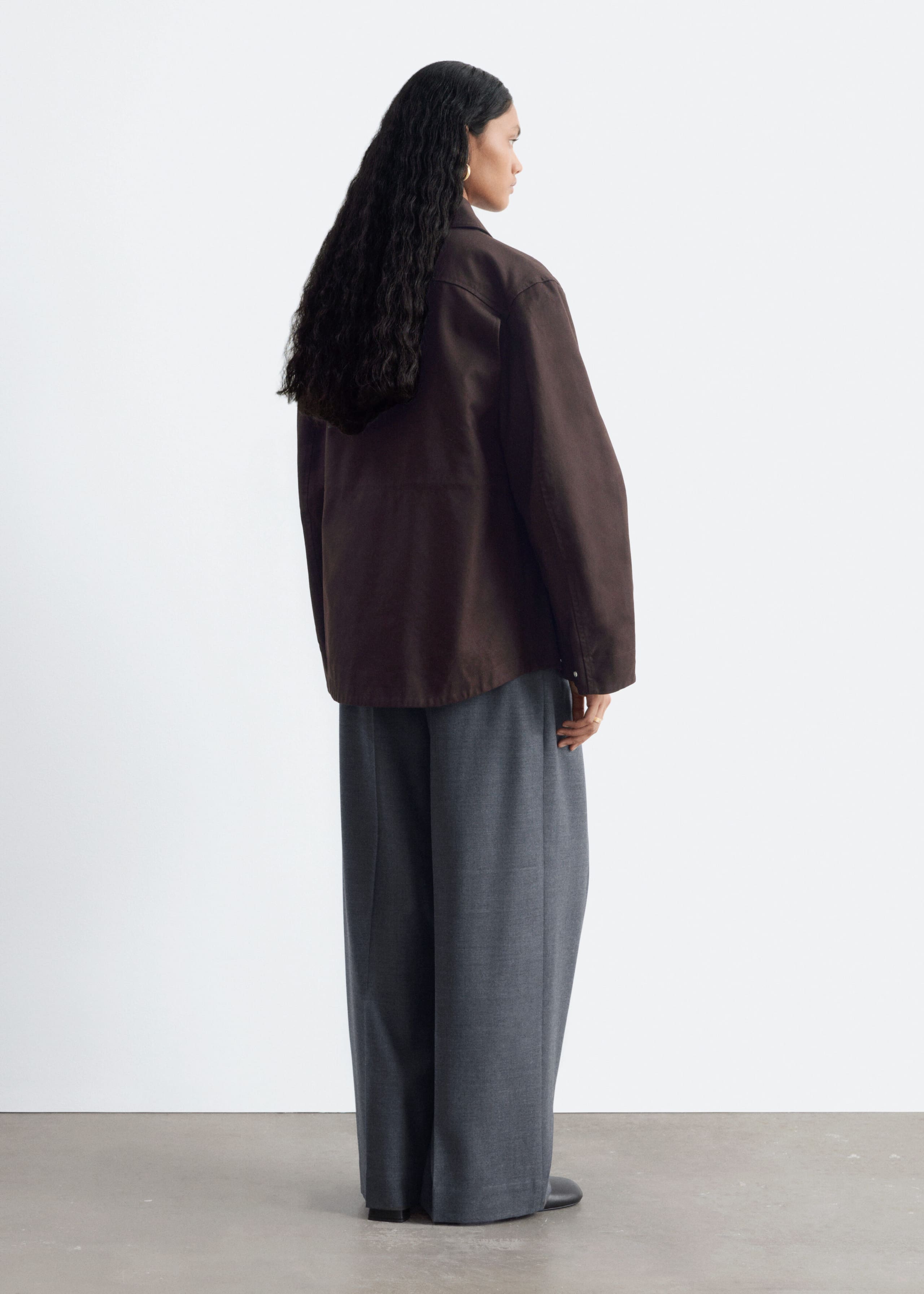 Oversized Drawstring Utility Jacket - Dark Brown - Still Life