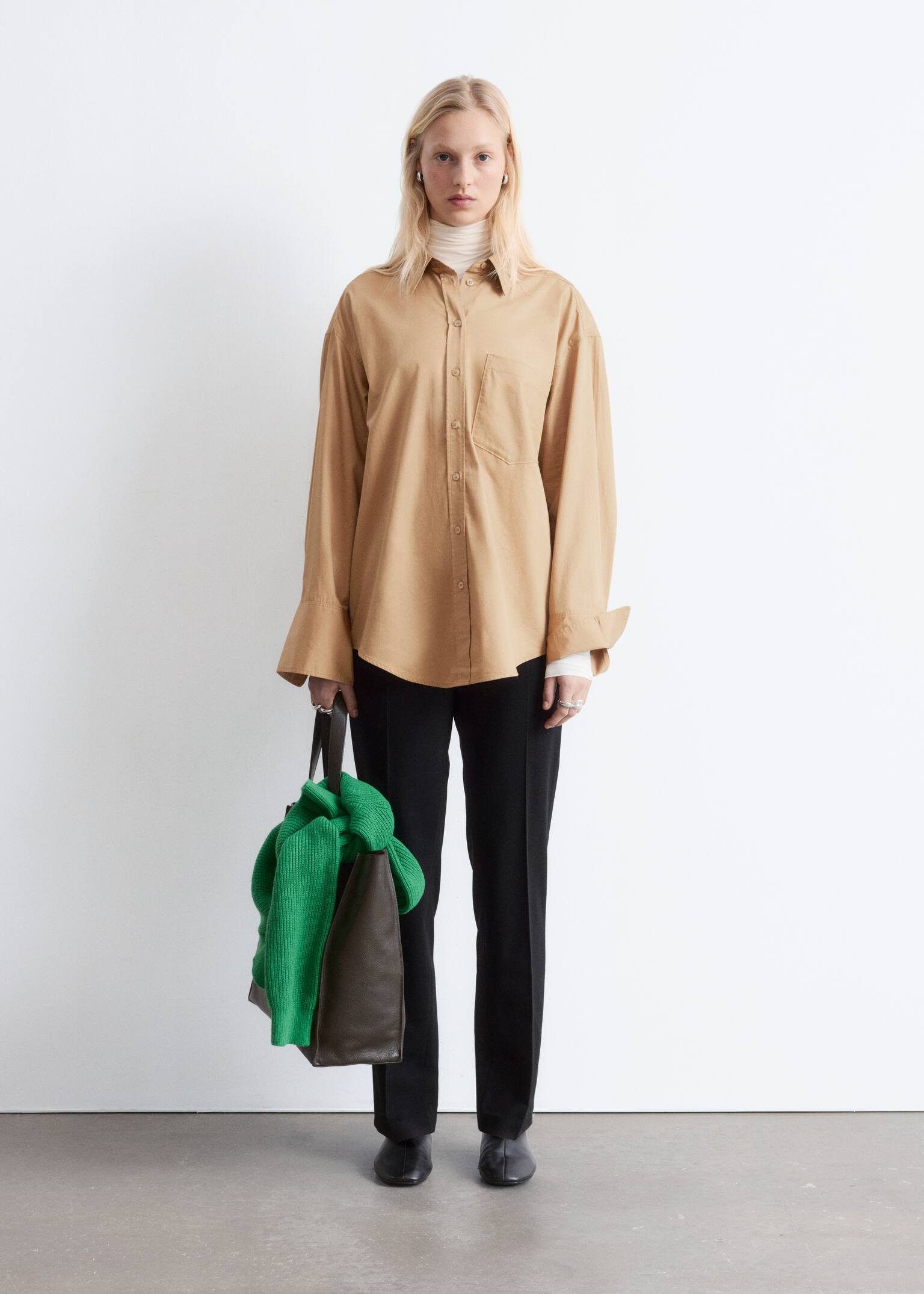 Cotton Shirt - Dark Beige - 5