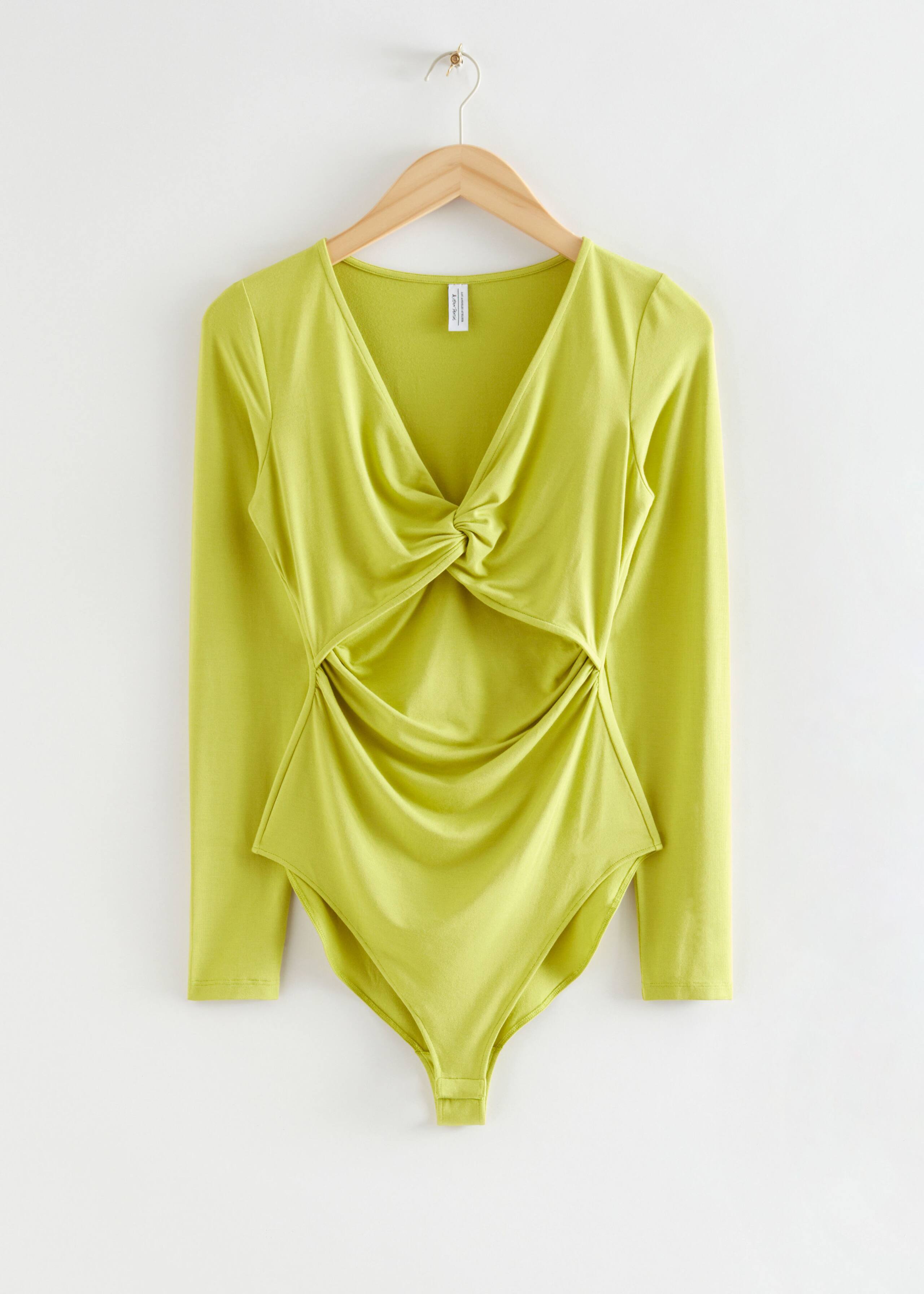 TwistedFrontRuchedBodysuit - Lime Green - Natura morta