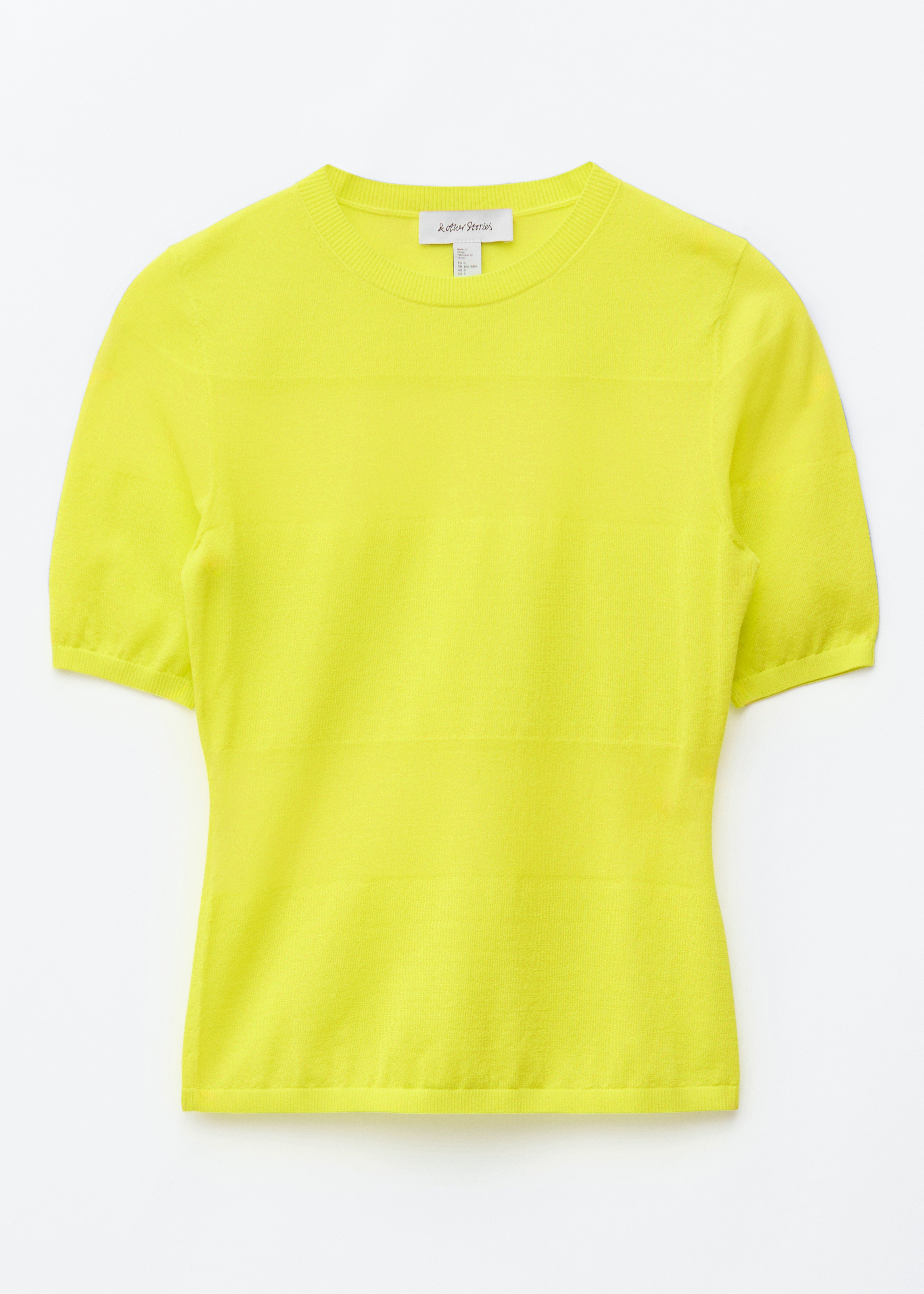 T-shirt in maglia fine - Giallo brillante/Beige/Turchese