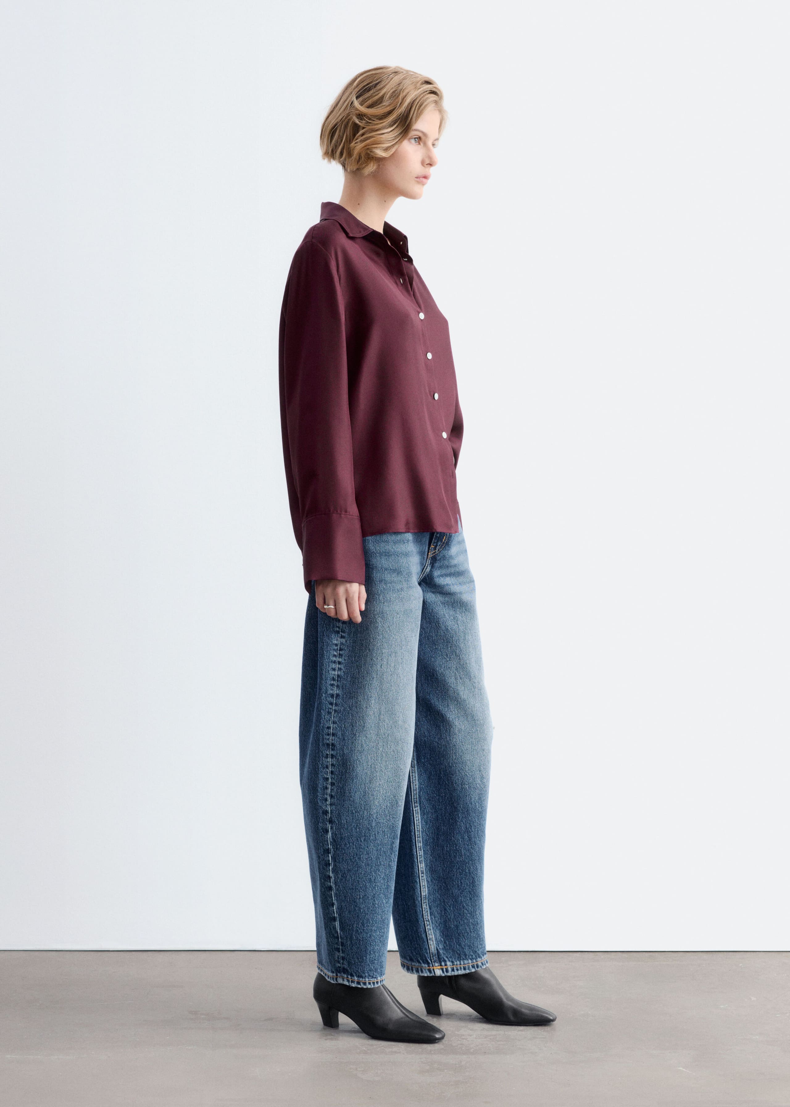 Relaxed Silk Shirt Dark Red