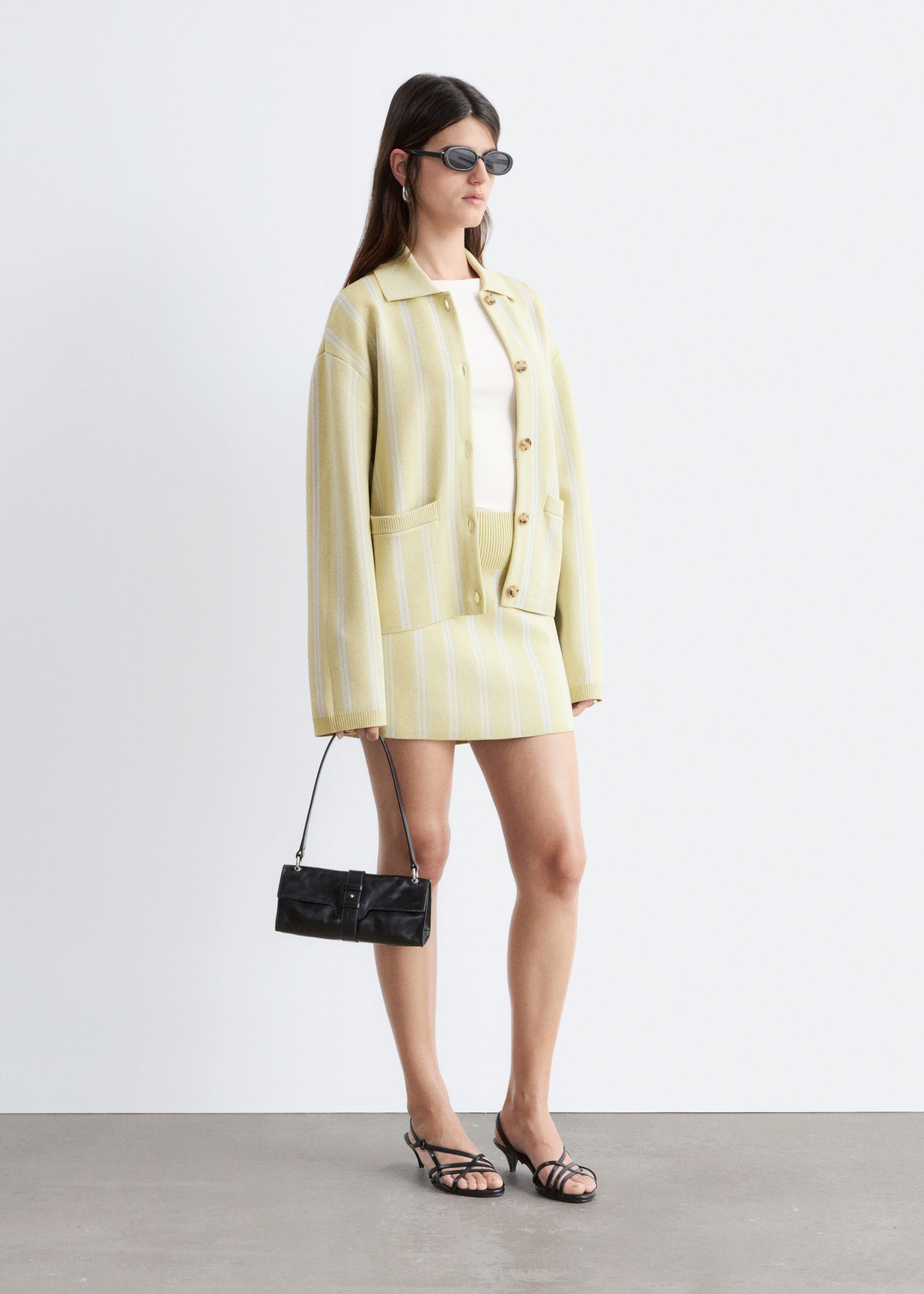 Image of Oversized Polo-Knit Cardigan