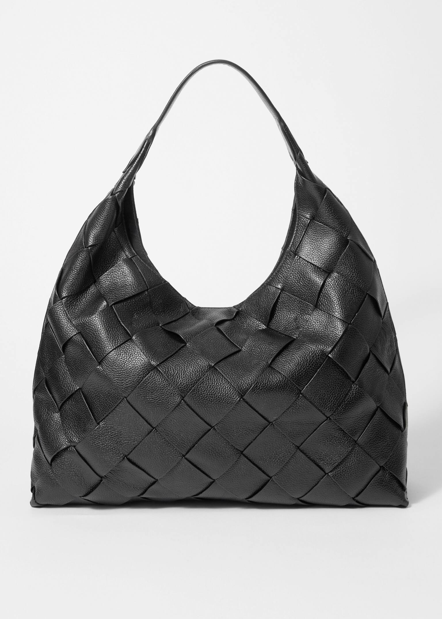 Pleciona skórzana torba - Czarny - 2