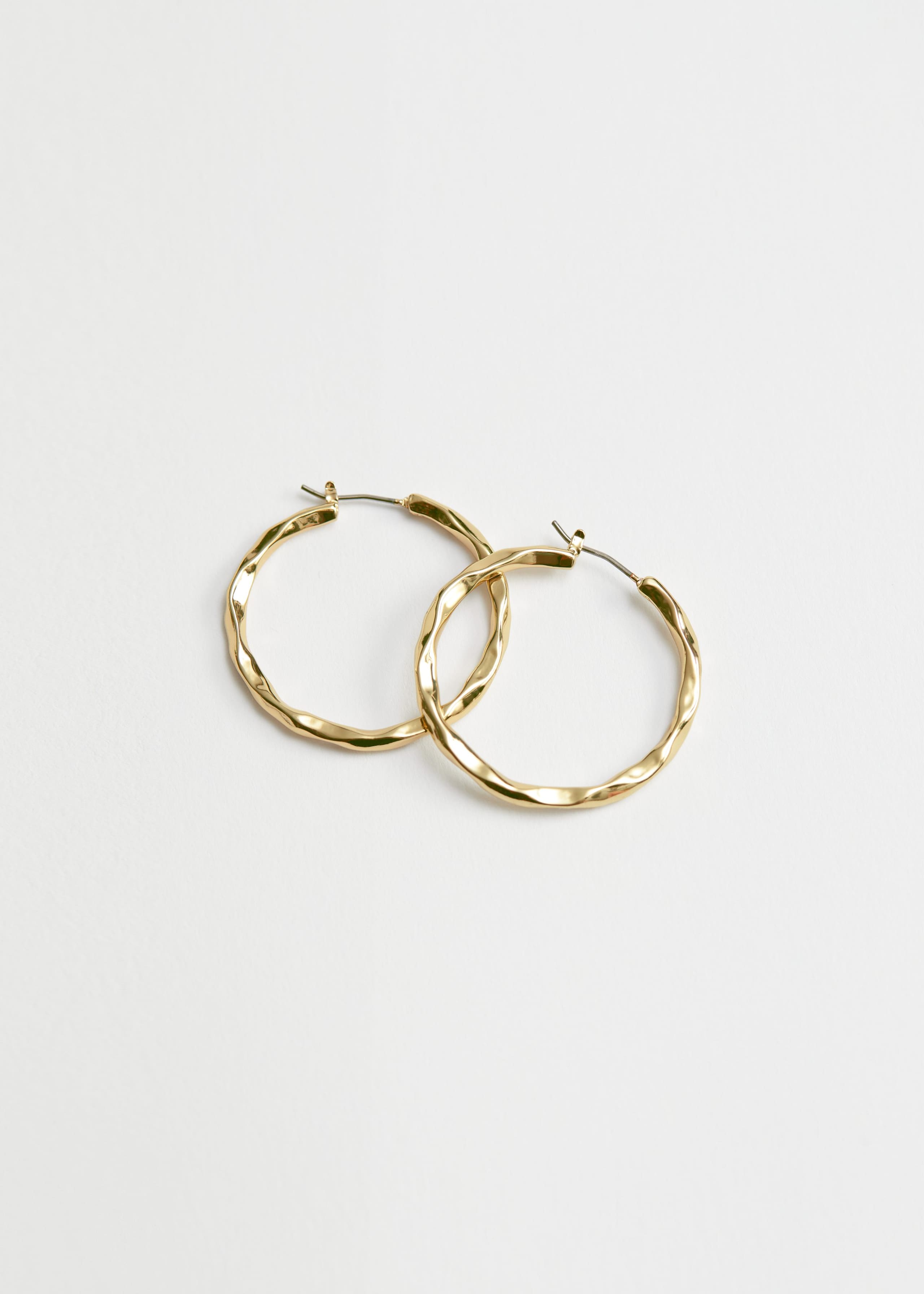 Hammered Mini Hoop Earrings - Gold - Still Life