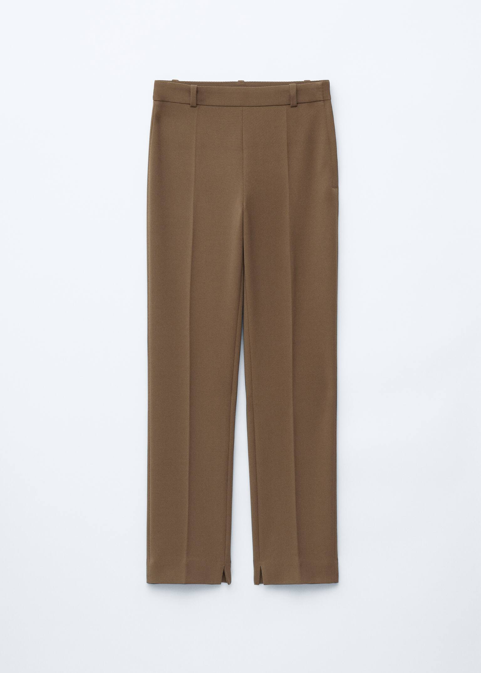 Broek met smalle pijpen en persplooien - Kakibruin/Zwart